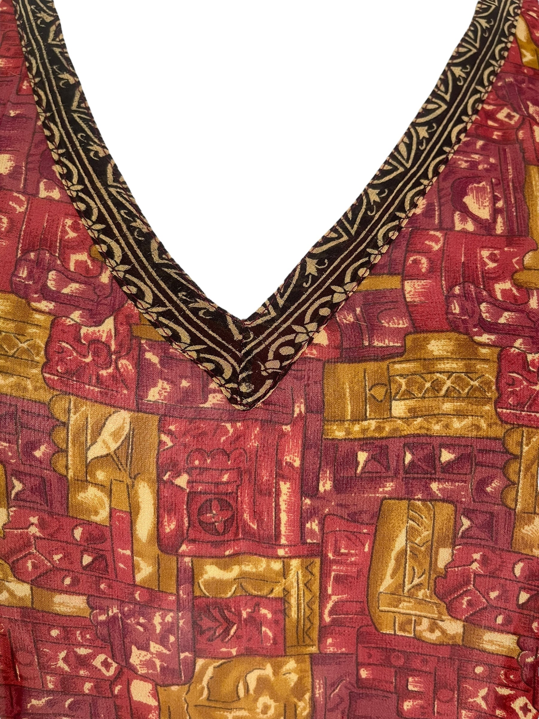 PRG7863 Sheer Avatar Pure Silk Short Kaftan Tunic with Slits