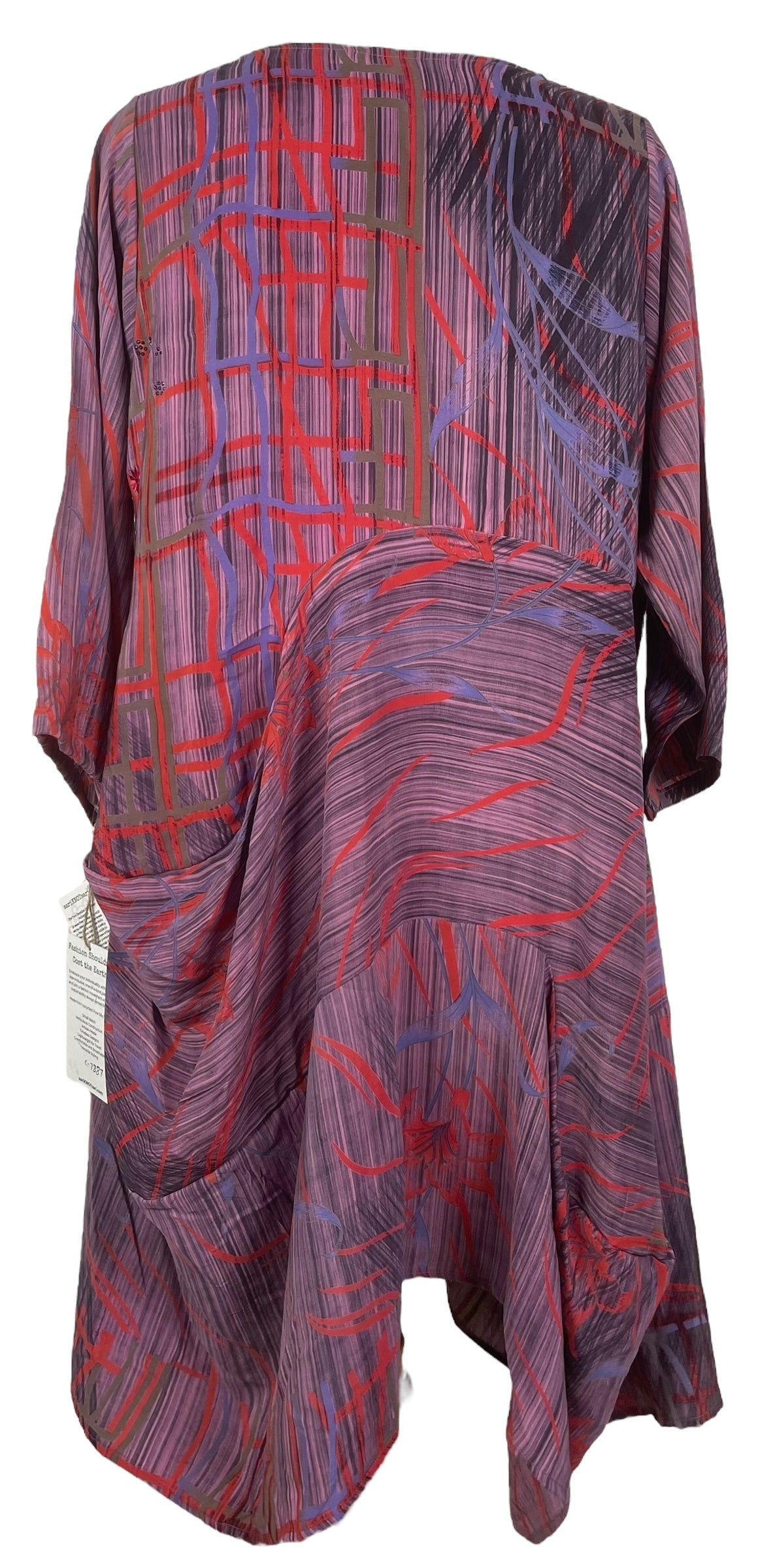 MARKETING PRC7887 Avatar Pure Silk Sculptural Long Tunic Dress by MARKETING – Handmade ethical Sculptural Dress from sariKNOTsari using upcycled silk. Designed in Canada for travel and slow fashion, loved from Toronto to LA to Sydney.