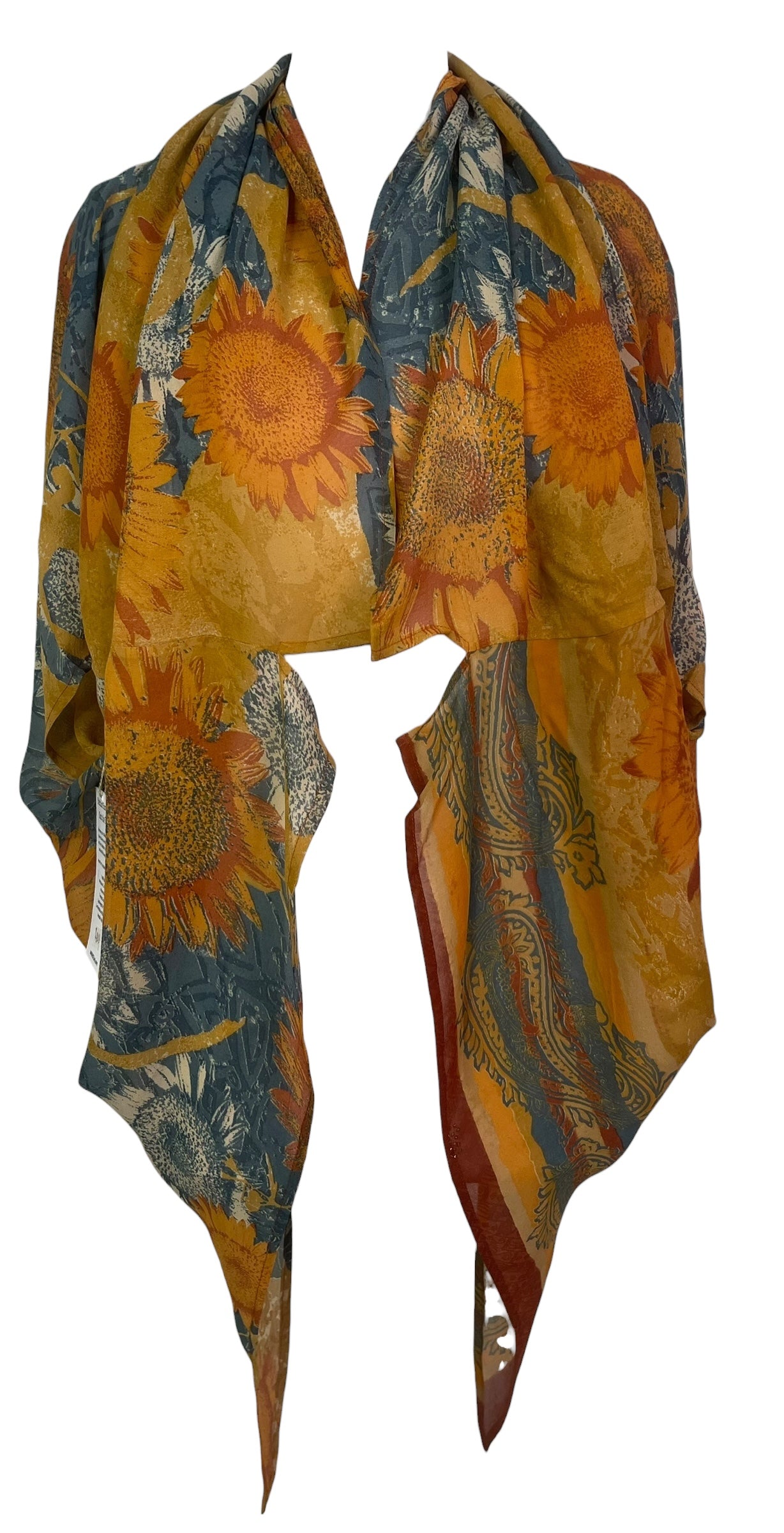 PREVIEW PRG8603 Sheer Avatar Pure Silk Cardigan by FEBRUARY2026 – Handmade ethical Cardigan from sariKNOTsari using upcycled silk. Designed in Canada for travel and slow fashion, loved from Toronto to LA to Sydney.