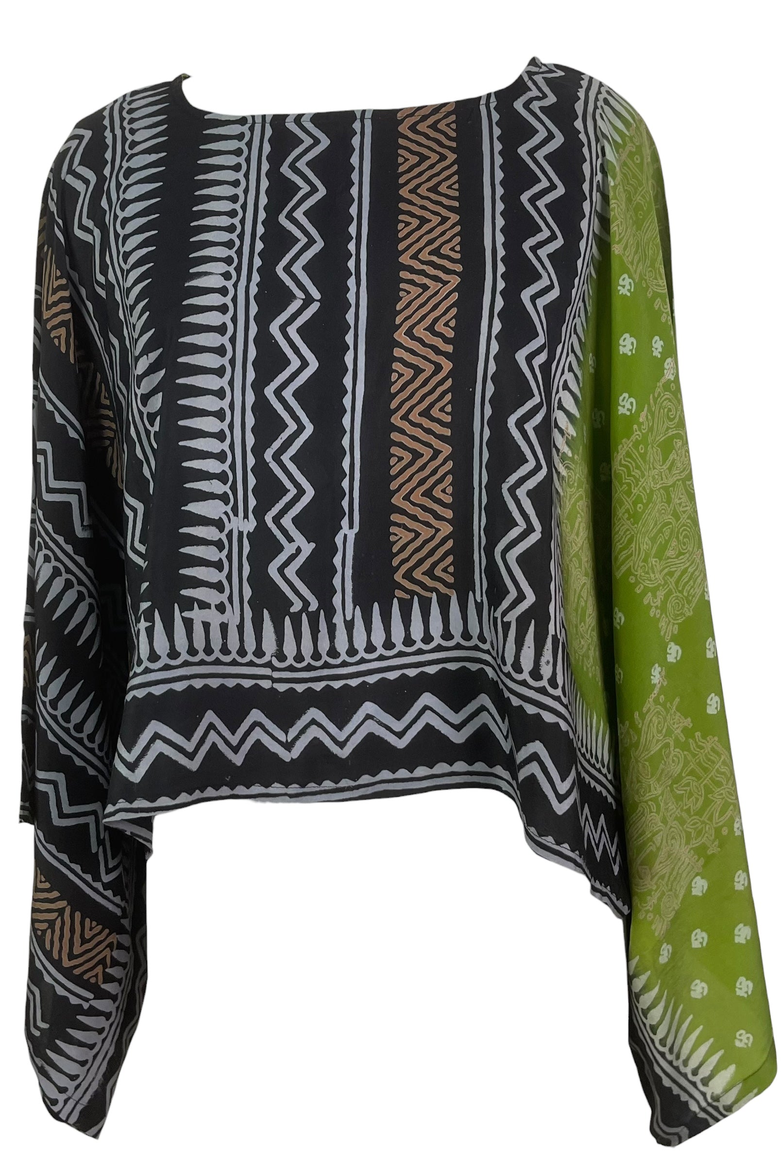 PRC8497 Wabi Sabi Pure Silk Kimono-Sleeved Top