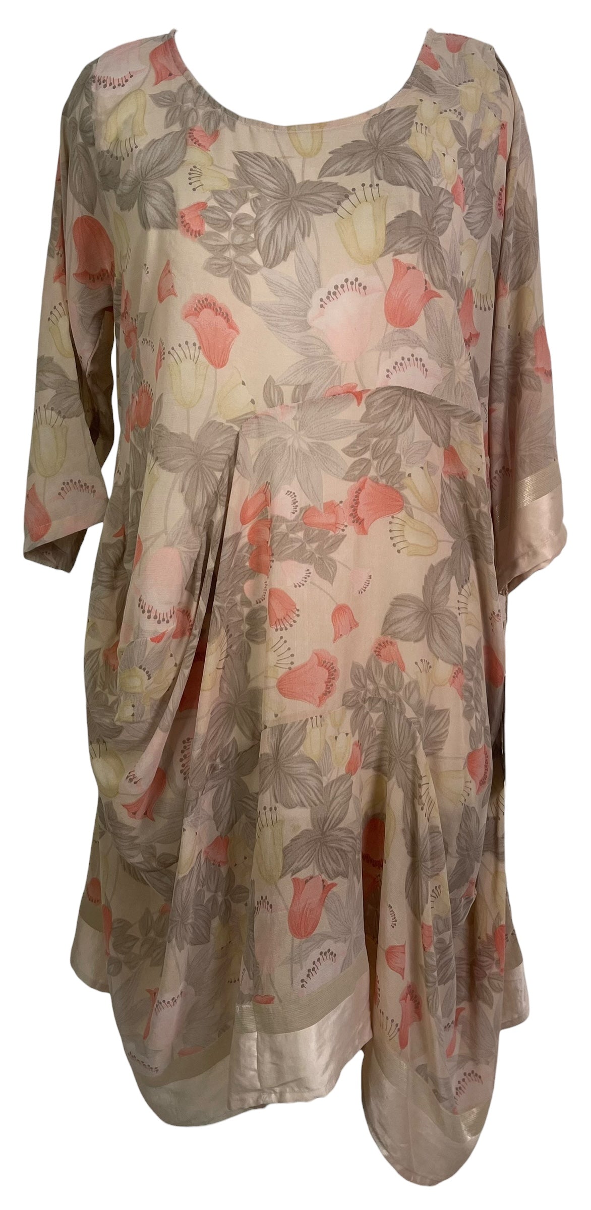 PRG8915 Sheer Wabi Sabi Sculptural Silk Long Tunic Dress by 15 FEBRUARY 2026 – Handmade ethical Sculptural Dress from sariKNOTsari using upcycled silk. Designed in Canada for travel and slow fashion, loved from Toronto to LA to Sydney.