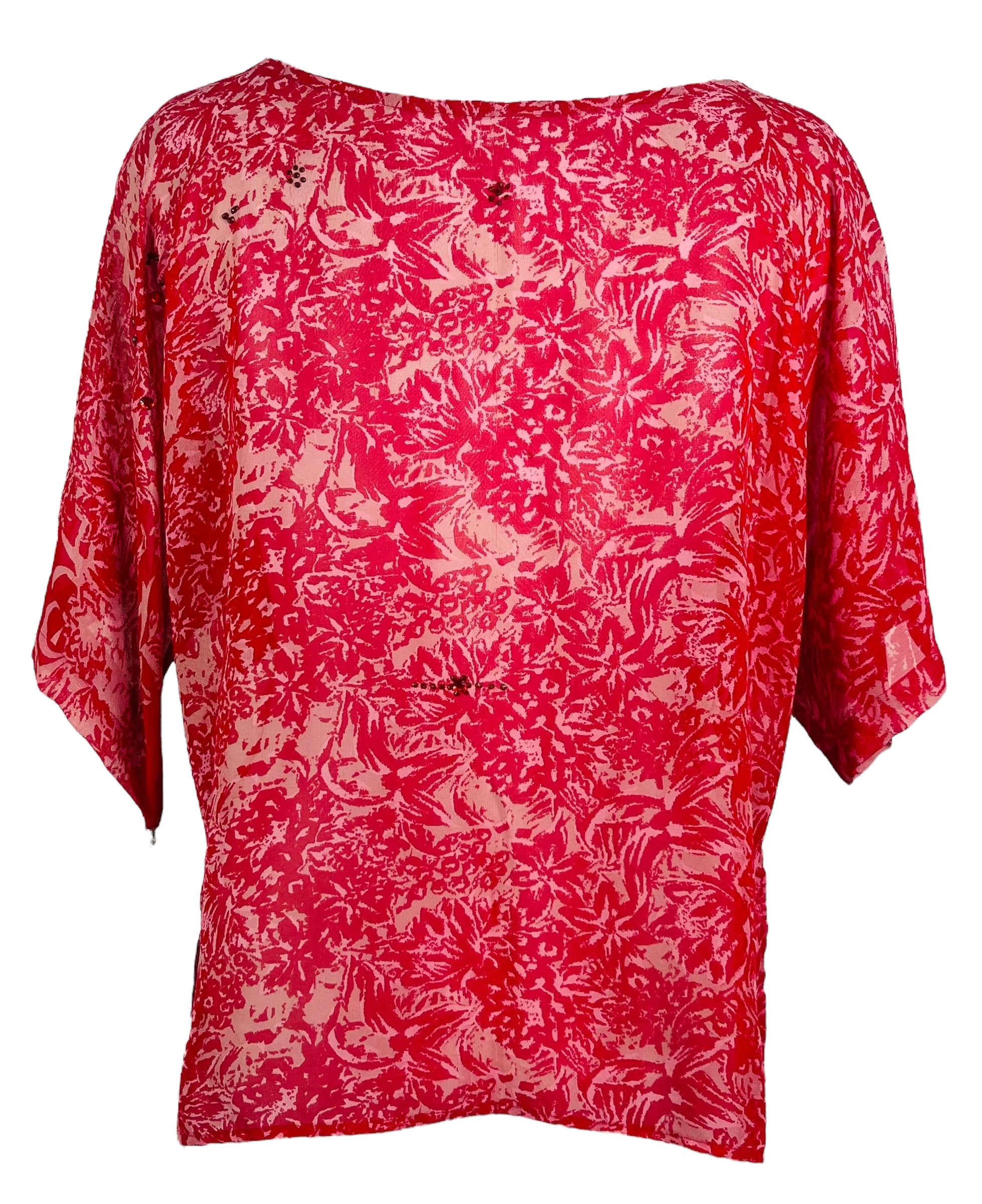 PRG7039 Sheer Wabi Sabi Pure Silk Side Slit Top