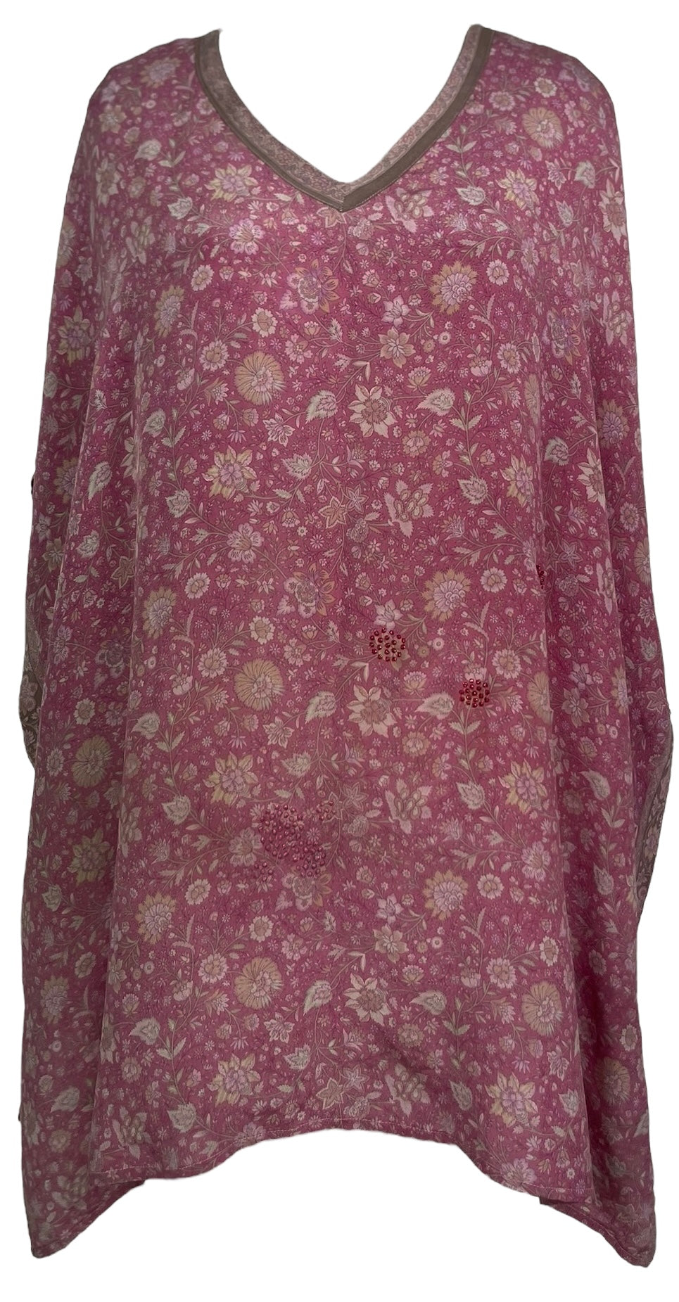 PRC7696 Avatar Pure Silk Short Kaftan Tunic with Slits