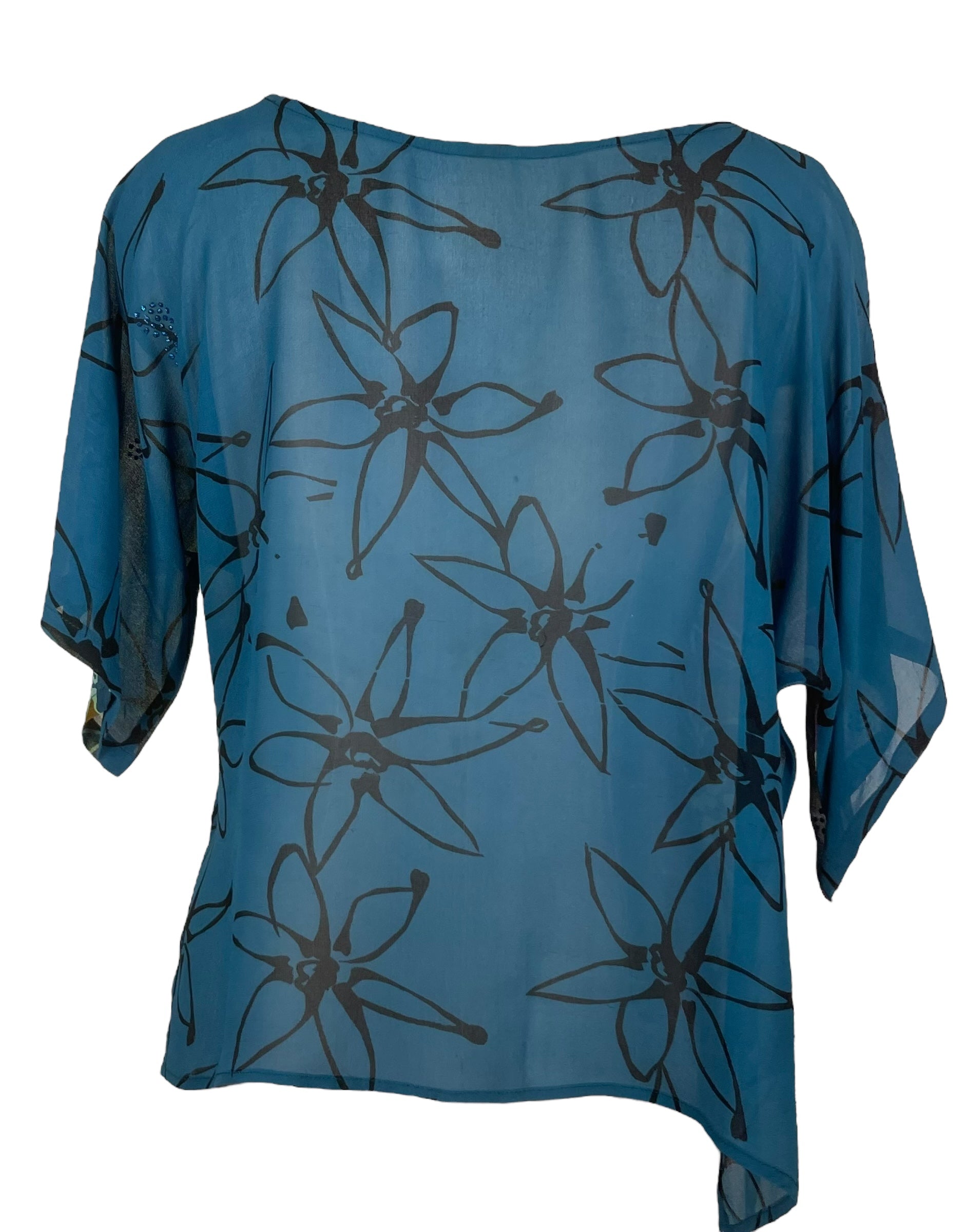 PRG7061 Sheer Avatar Pure Silk Side Slit Top