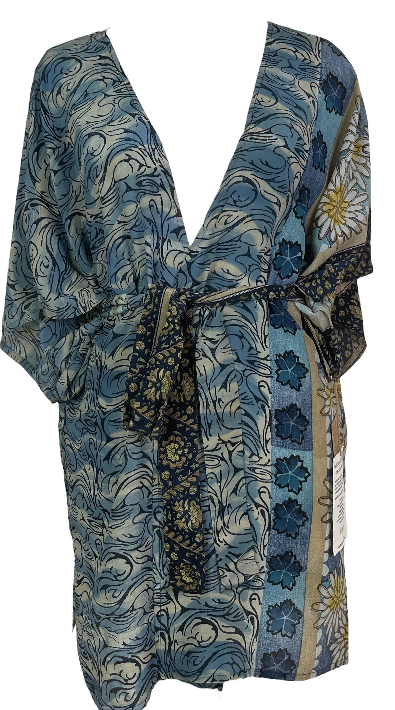 PRC7511 Wabi Sabi Pure Silk Kimono-Sleeved Jacket with Belt