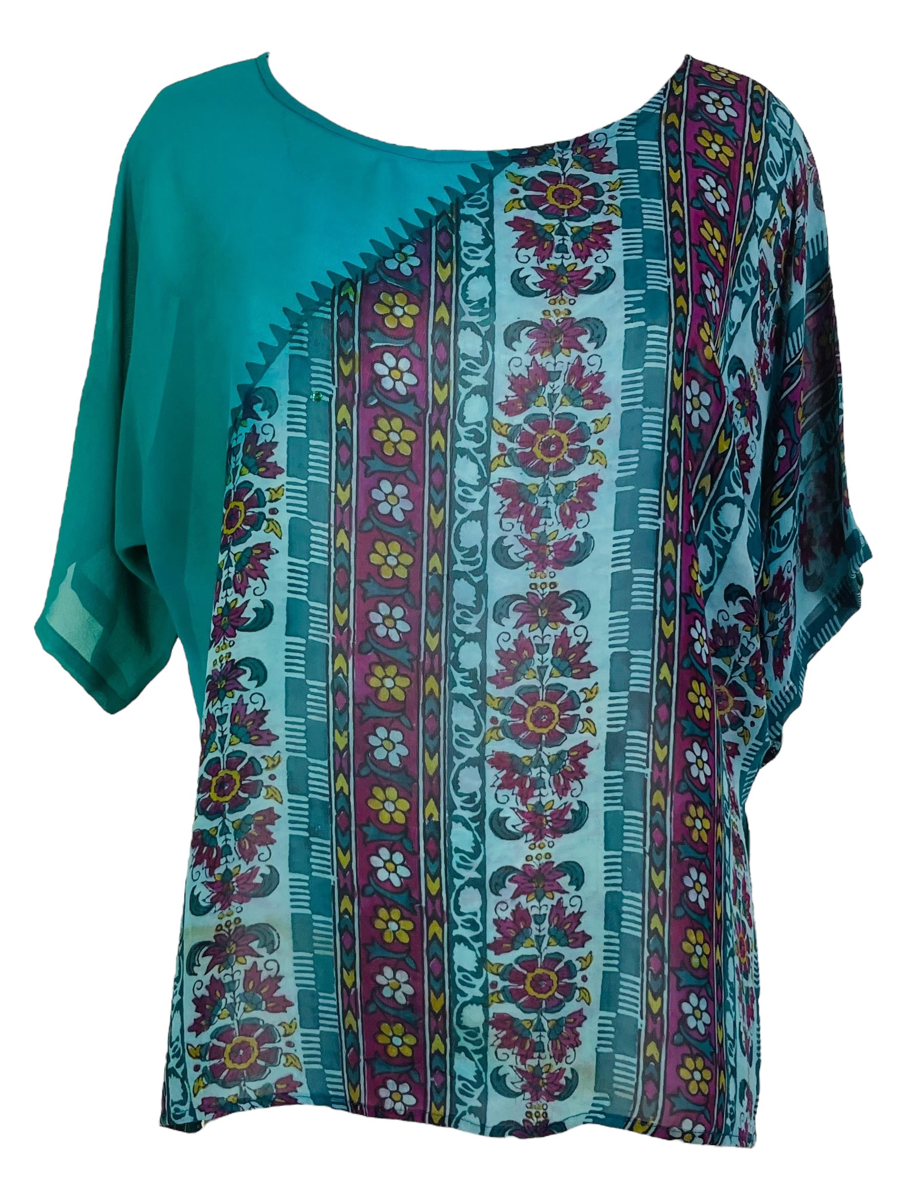 PRG7910 Sheer Wabi Sabi Pure Silk Side Slit Top