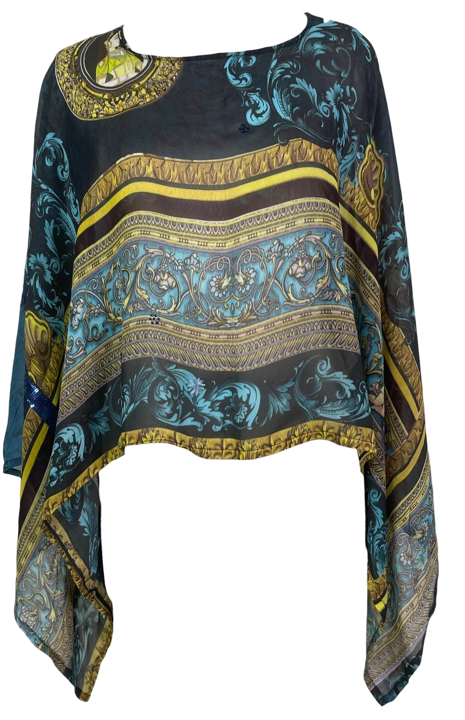 PRG7528 Sheer Avatar Pure Silk Capelet Poncho