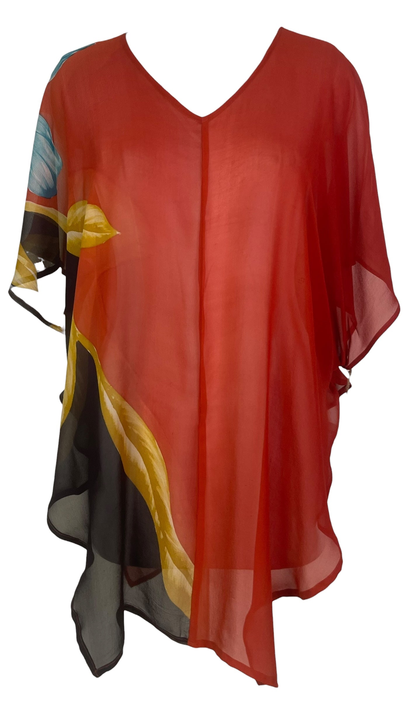 PREVIEW PRG8594 Sheer Avatar Pure Silk Waterfall Top by FEBRUARY2026 – Handmade ethical Waterfall Top from sariKNOTsari using upcycled silk. Designed in Canada for travel and slow fashion, loved from Toronto to LA to Sydney.