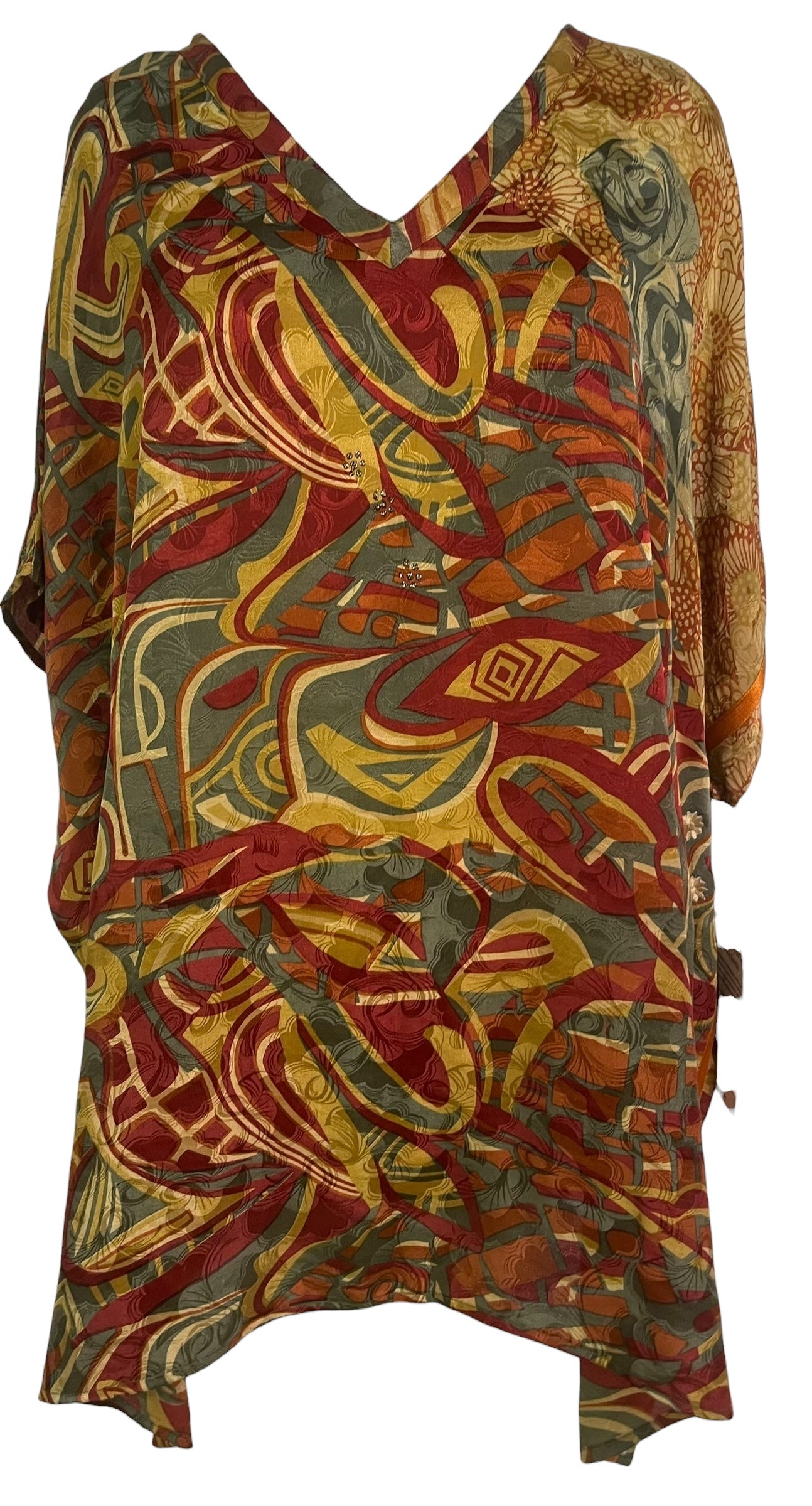PRC8746 Avatar Pure Silk Short Kaftan Tunic with Slits by 15 FEBRUARY 2026 – Handmade ethical Short Kaftan from sariKNOTsari using upcycled silk. Designed in Canada for travel and slow fashion, loved from Toronto to LA to Sydney.