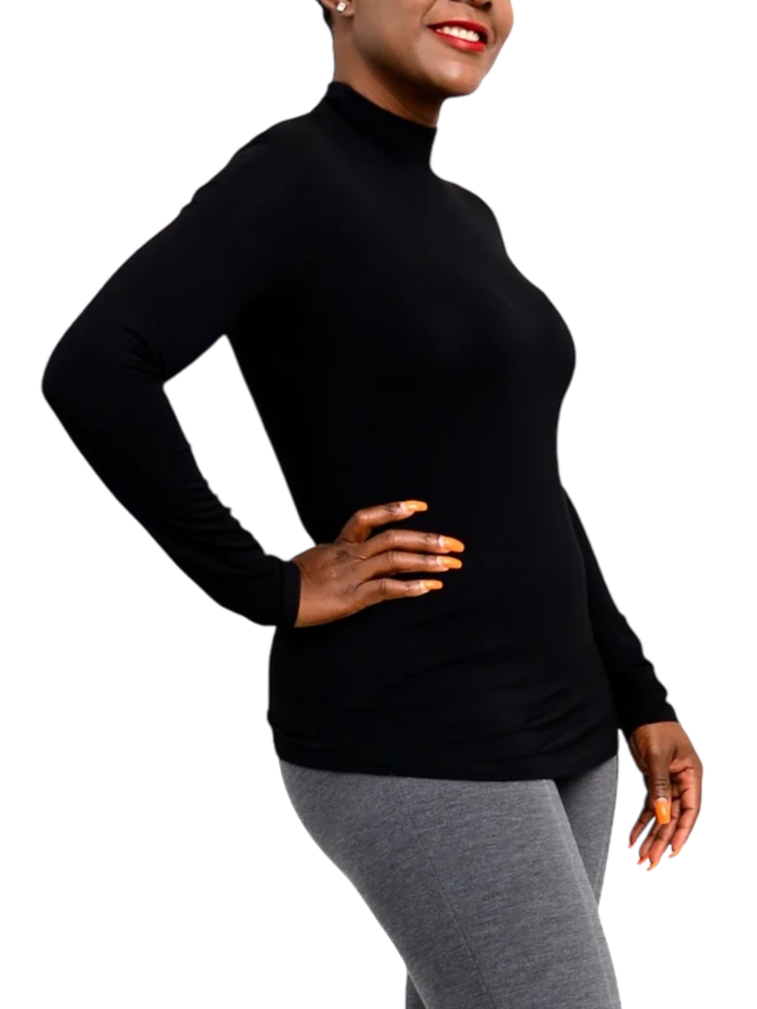 Tonya Black Bamboo Mock Neck Top by Blue Sky Clothing Co – Handmade ethical Top from sariKNOTsari using upcycled silk. Designed in Canada for travel and slow fashion, loved from Toronto to LA to Sydney.