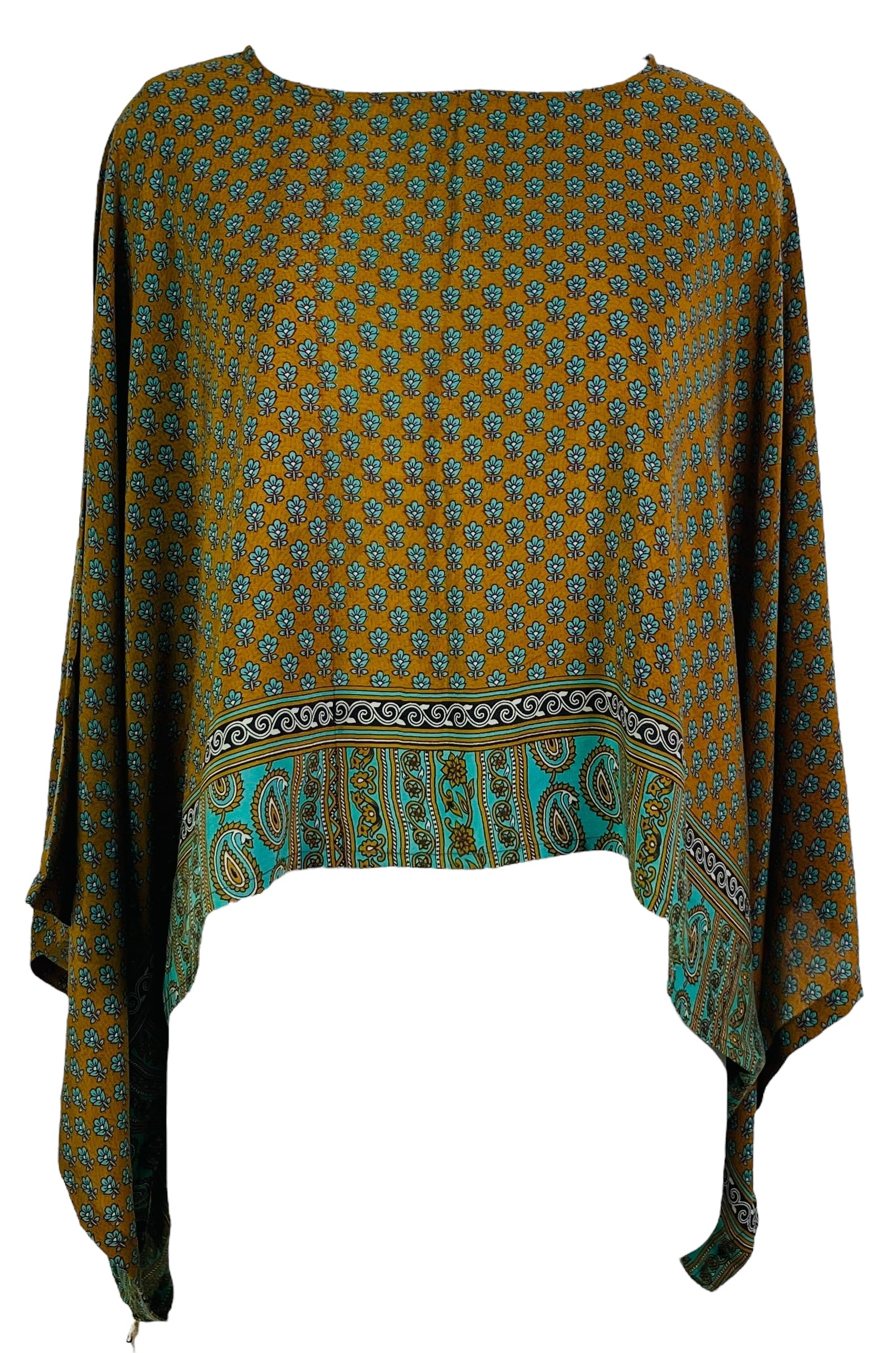 PRC7288 Avatar Pure Silk Kimono-Sleeved Top