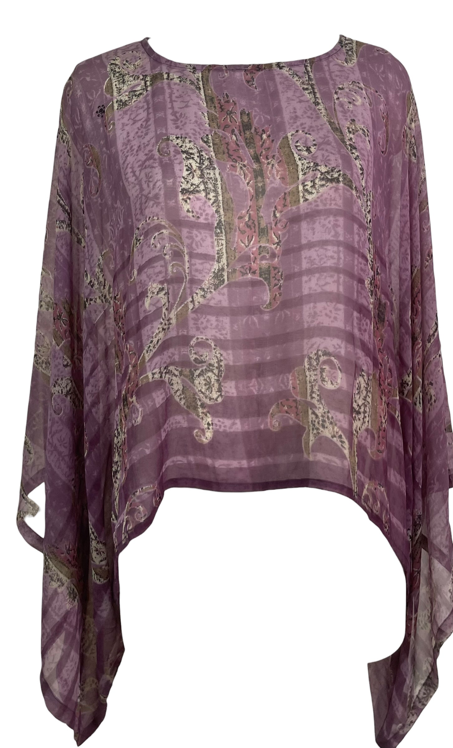 PREVIEW PRG8770 Sheer Wabi Sabi Pure Silk Kimono-Sleeved Top by MARCH2026 – Handmade ethical Kimono Top from sariKNOTsari using upcycled silk. Designed in Canada for travel and slow fashion, loved from Toronto to LA to Sydney. Featuring Zsiska, Bryn Walker and Artisan Leather coats by Rejean Pepin, Pepin designs