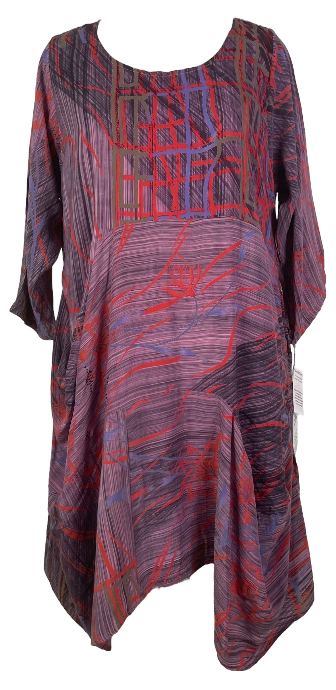 MARKETING PRC7887 Avatar Pure Silk Sculptural Long Tunic Dress by MARKETING – Handmade ethical Sculptural Dress from sariKNOTsari using upcycled silk. Designed in Canada for travel and slow fashion, loved from Toronto to LA to Sydney.