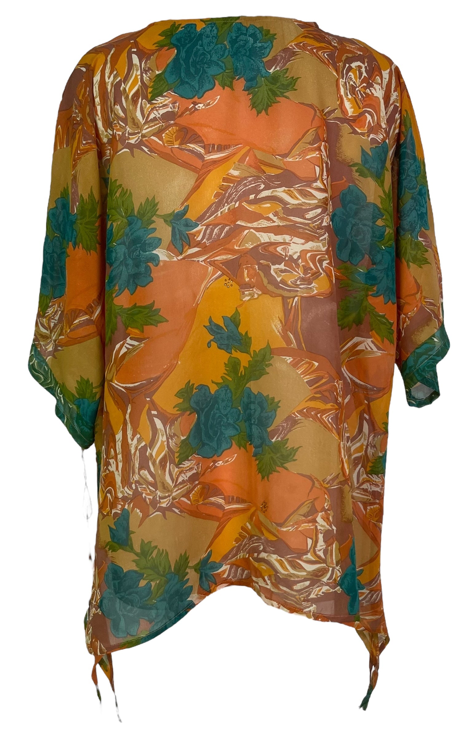 PRG7870 Sheer Avatar Pure Silk Long Tunic with Side Ties