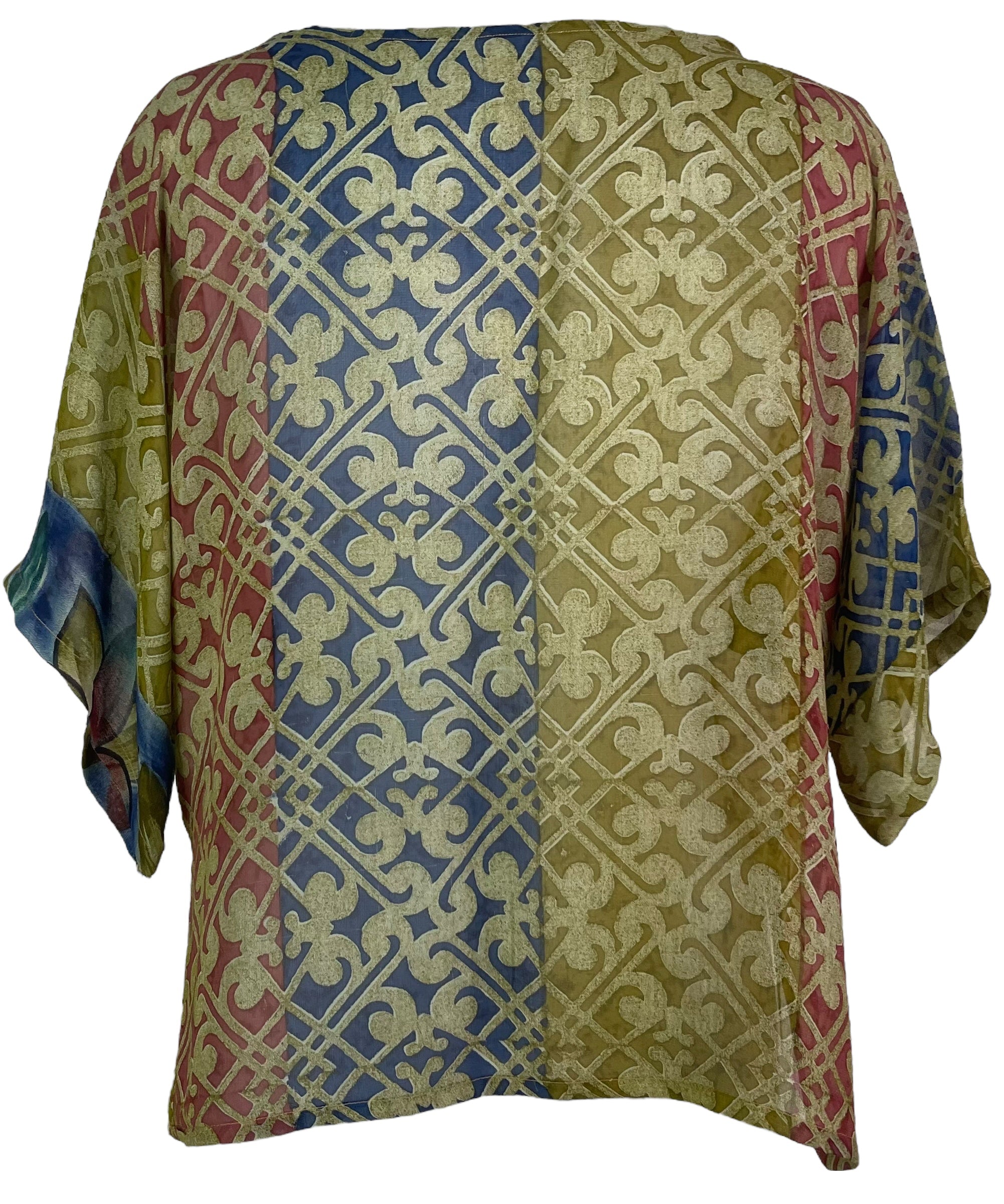 PRG7586 Sheer Wabi Sabi Pure Silk Side Slit Top by DECEMBER2025 – Handmade ethical Side Slit Top from sariKNOTsari using upcycled silk. Designed in Canada for travel and slow fashion, loved from Toronto to LA to Sydney.