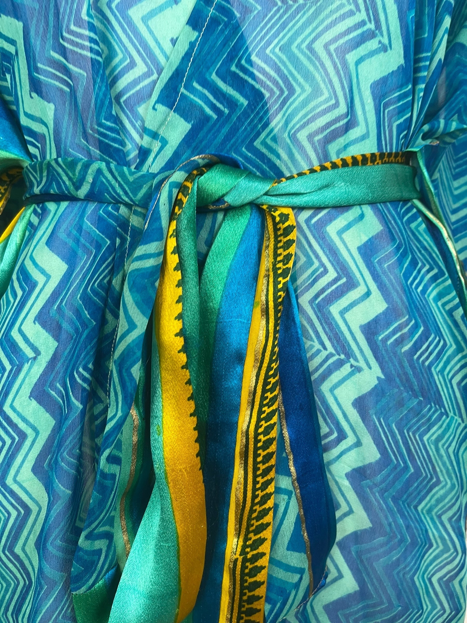 PRG7879 Sheer Avatar Pure Silk Kimono-Sleeved Jacket with Belt