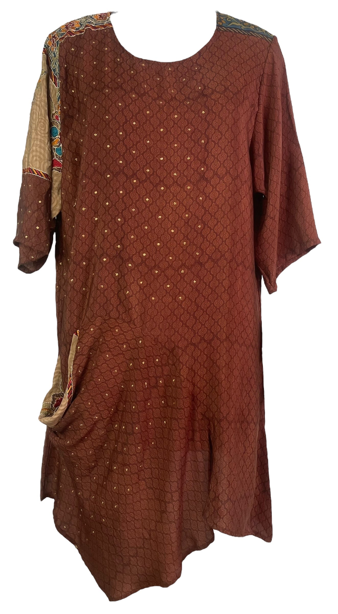 PRC7951 Wabi Sabi Pure Silk Self Pocket Tunic Dress