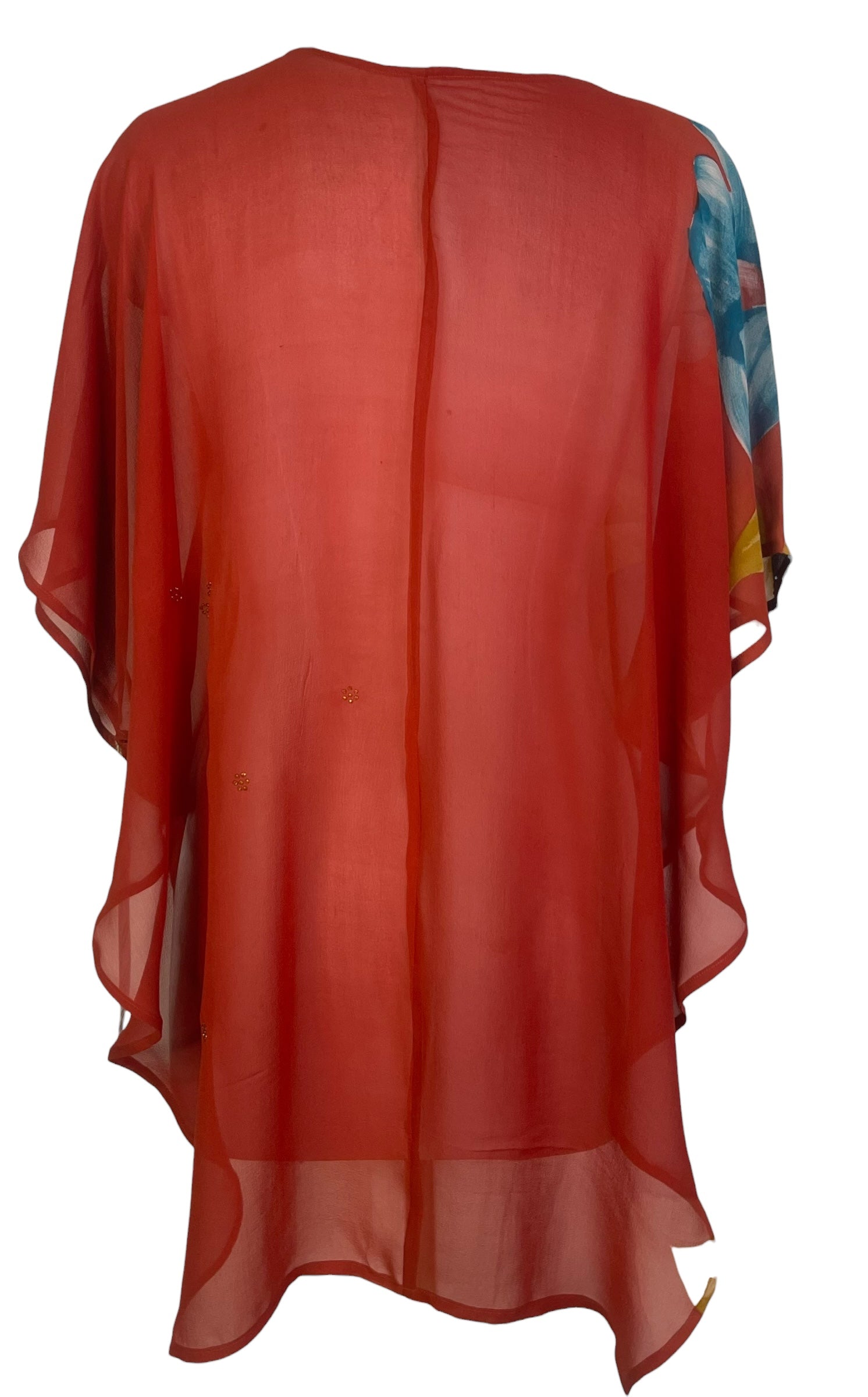PREVIEW PRG8594 Sheer Avatar Pure Silk Waterfall Top by FEBRUARY2026 – Handmade ethical Waterfall Top from sariKNOTsari using upcycled silk. Designed in Canada for travel and slow fashion, loved from Toronto to LA to Sydney.