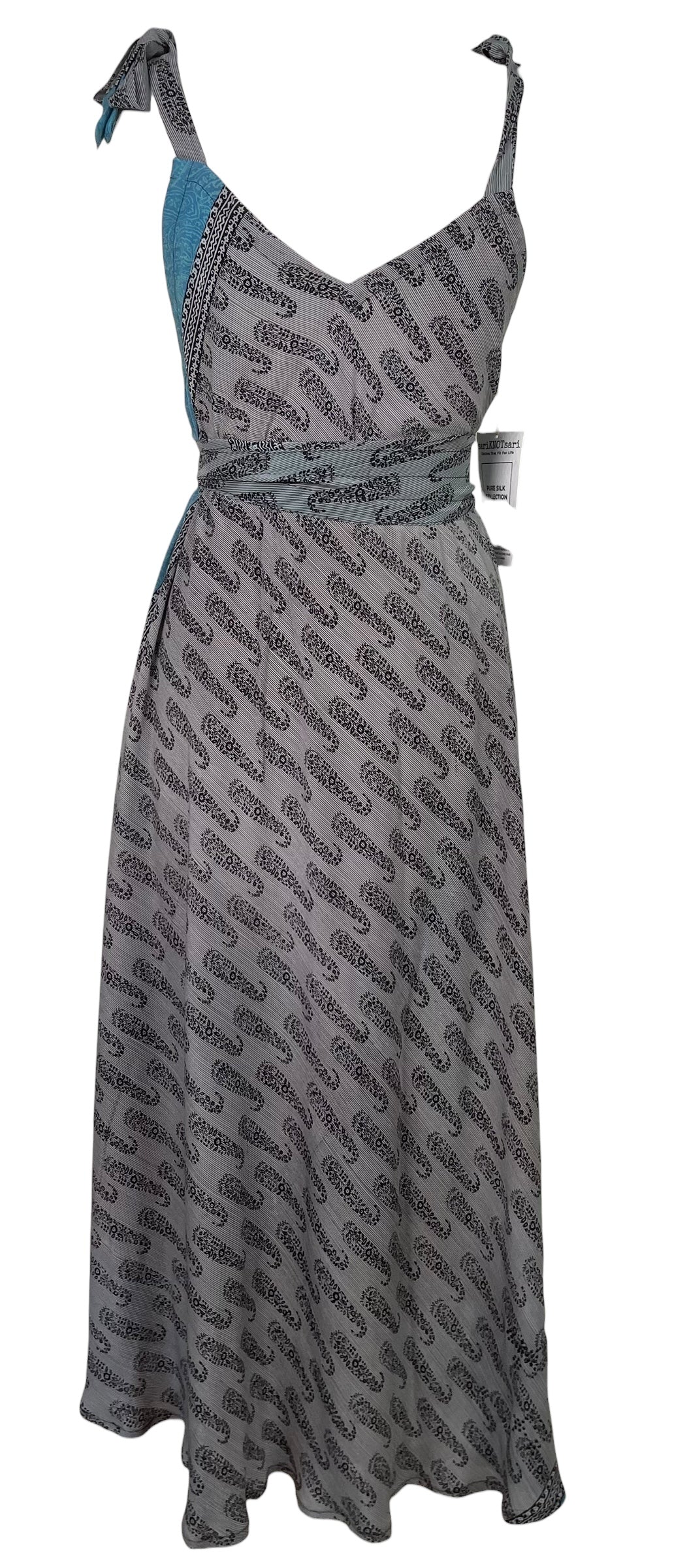 PREVIEW PRC8645 Avatar Pure Silk Maxi Dress with Belt by MARCH2026 – Handmade ethical Maxi Dress from sariKNOTsari using upcycled silk. Designed in Canada for travel and slow fashion, loved from Toronto to LA to Sydney.