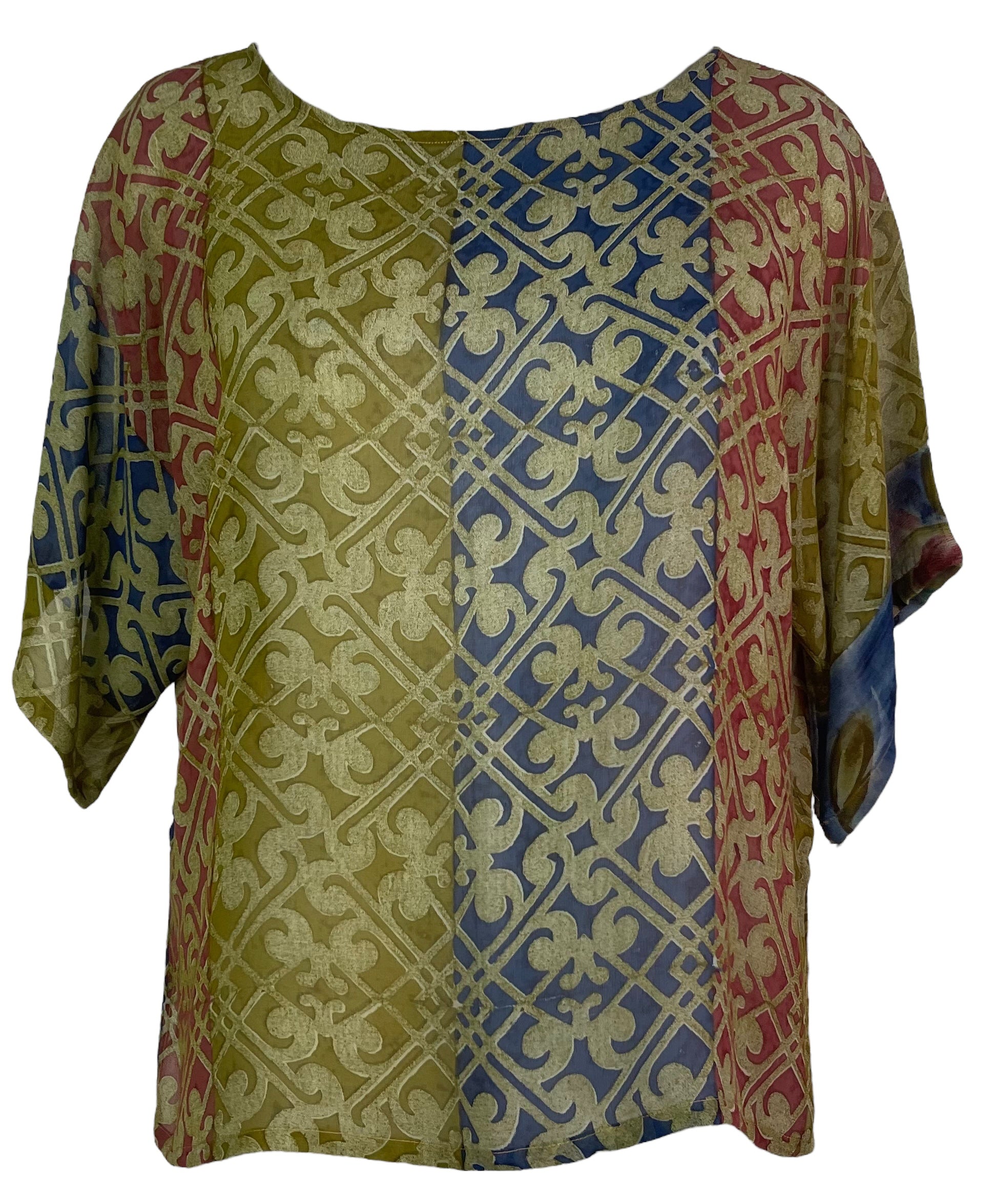 PRG7586 Sheer Wabi Sabi Pure Silk Side Slit Top by DECEMBER2025 – Handmade ethical Side Slit Top from sariKNOTsari using upcycled silk. Designed in Canada for travel and slow fashion, loved from Toronto to LA to Sydney.