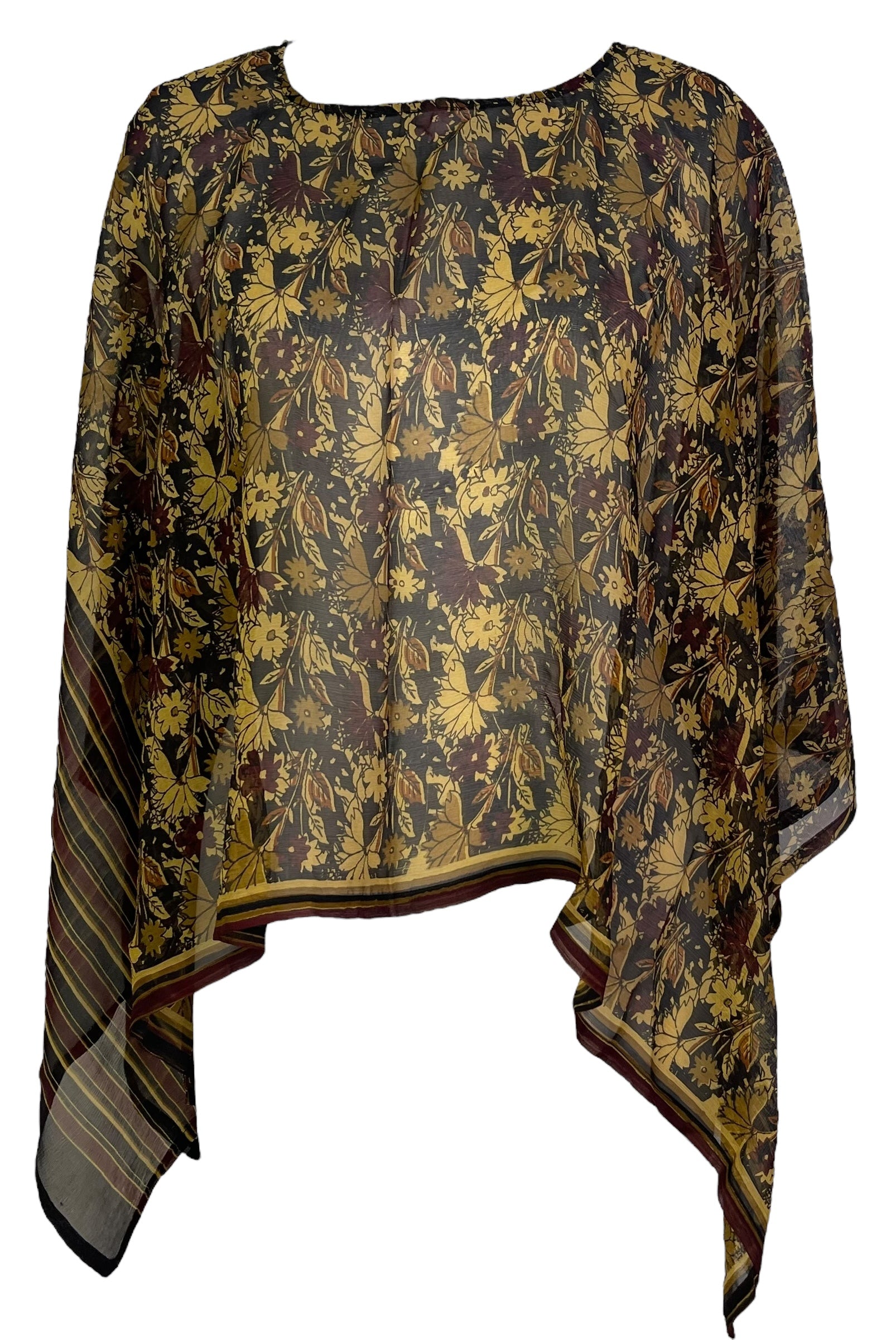 PCH6641 Very Sheer Avatar Pure Silk Capelet Poncho