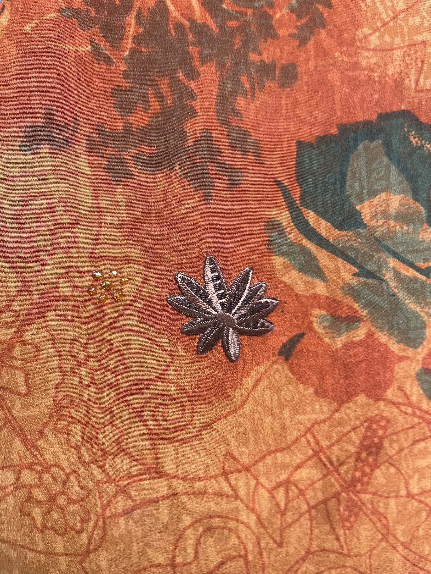 PRC8547 Avatar Long Pure Silk Kimono Sleeved Duster with Belt by Kerri – Handmade ethical Long Kimono from sariKNOTsari using upcycled silk. Designed in Canada for travel and slow fashion, loved from Toronto to LA to Sydney.