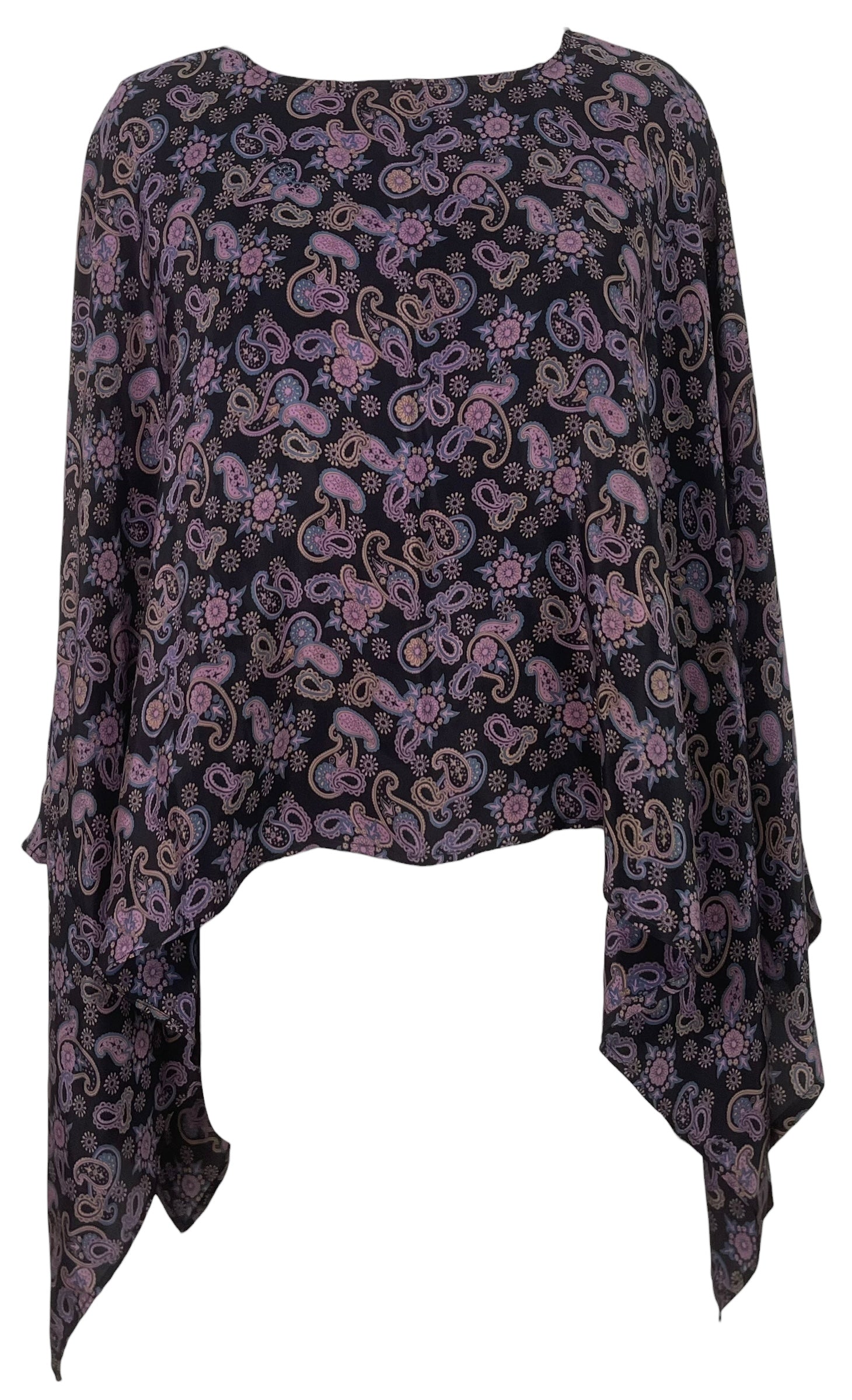 PREVIEW PRC8648 Avatar Pure Silk Capelet Poncho by MARCH2026 – Handmade ethical Poncho from sariKNOTsari using upcycled silk. Designed in Canada for travel and slow fashion, loved from Toronto to LA to Sydney.