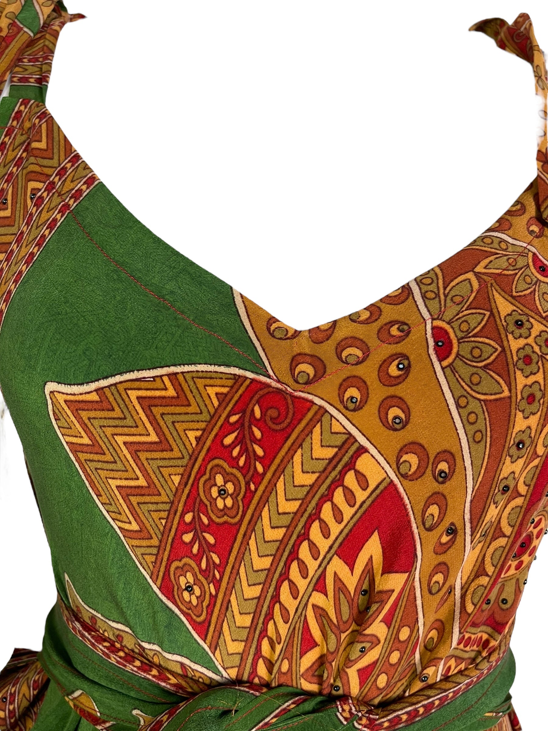 PRC7232 Avatar Pure Silk Maxi Dress with Belt