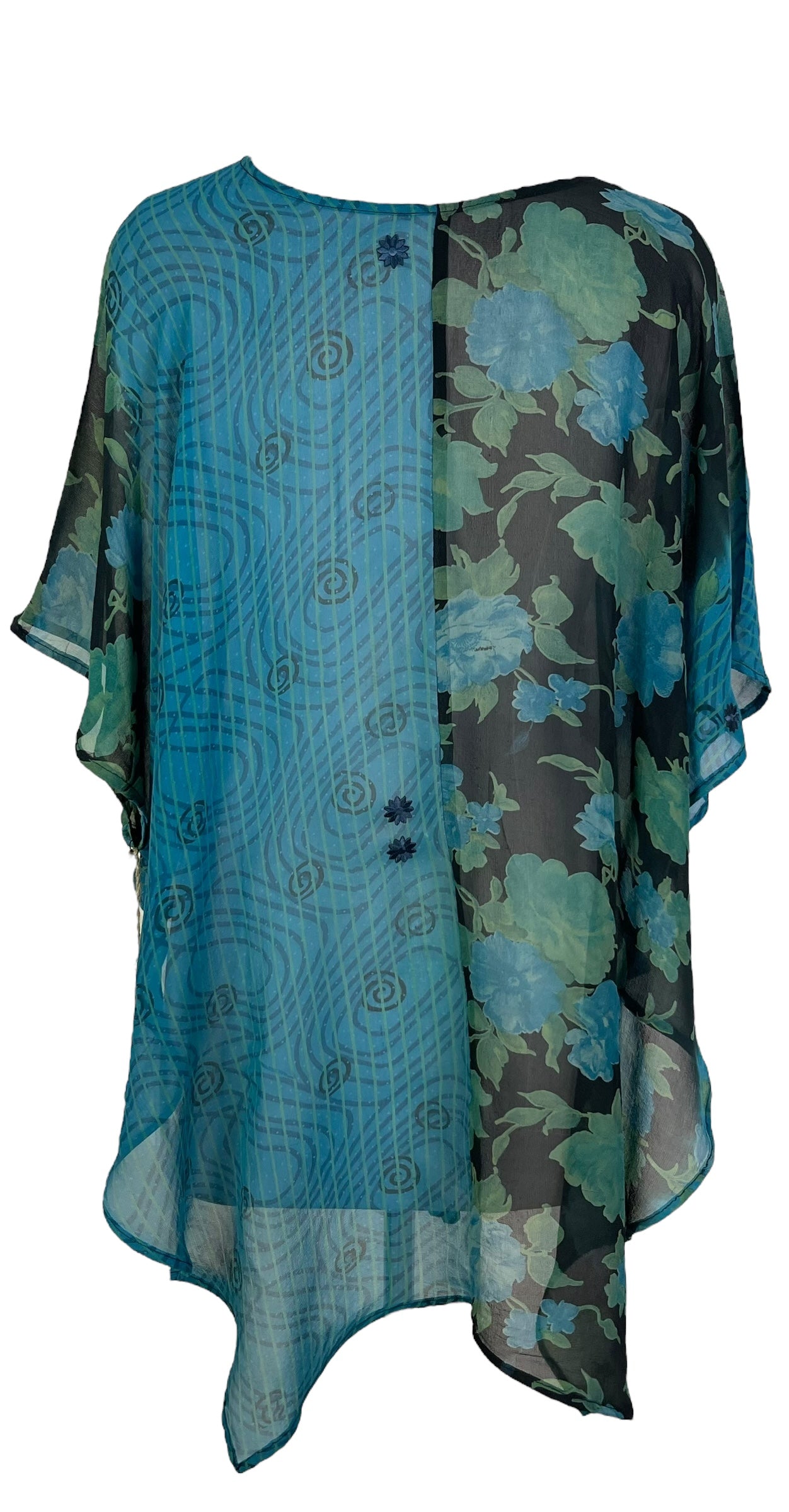 PRG7267 Sheer Avatar Pure Silk Waterfall Top