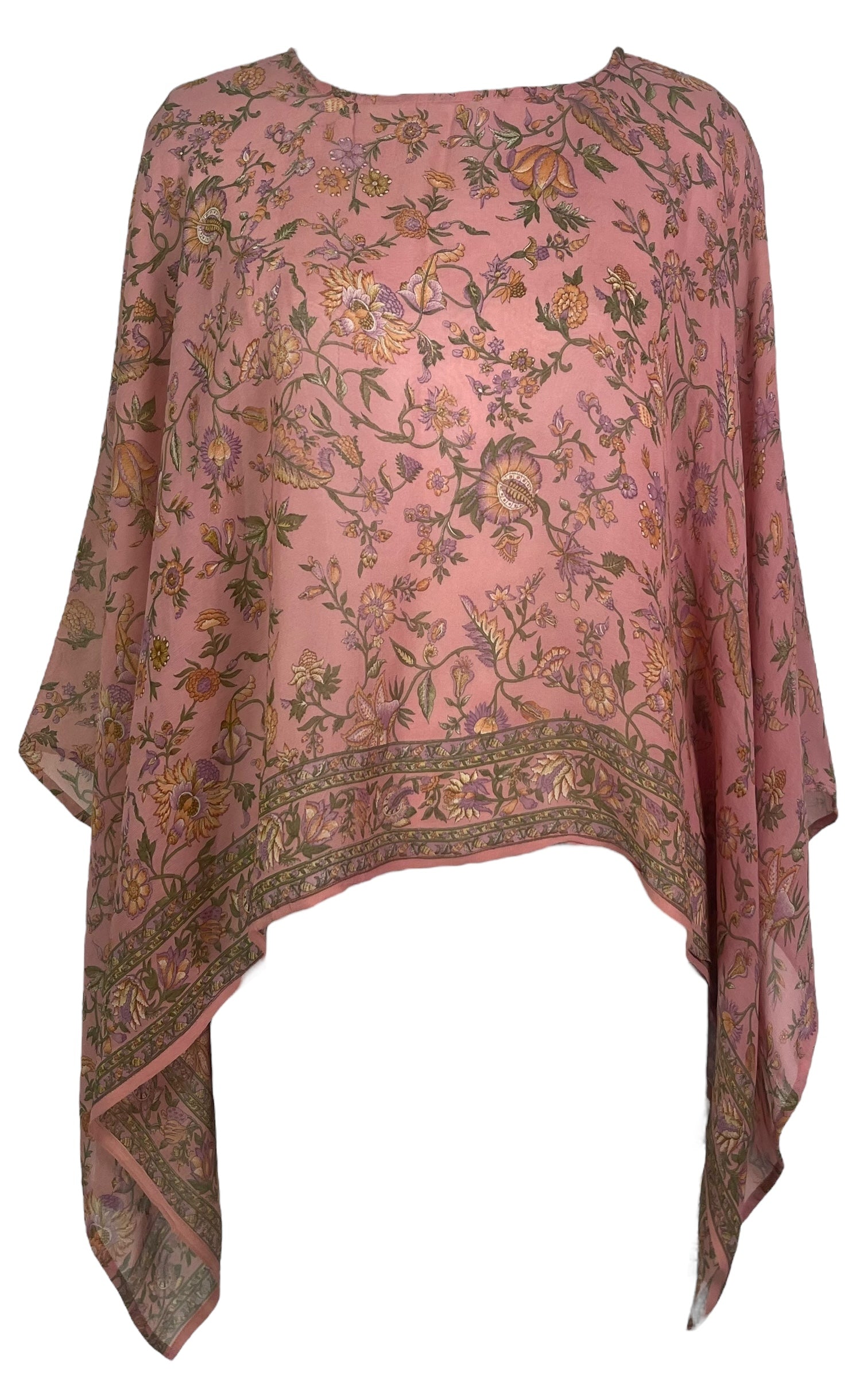 PREVIEW PRG7965 Sheer Pure Silk Wabi Sabi Capelet Poncho by DECEMBER2025 – Handmade ethical Poncho from sariKNOTsari using upcycled silk. Designed in Canada for travel and slow fashion, loved from Toronto to LA to Sydney.