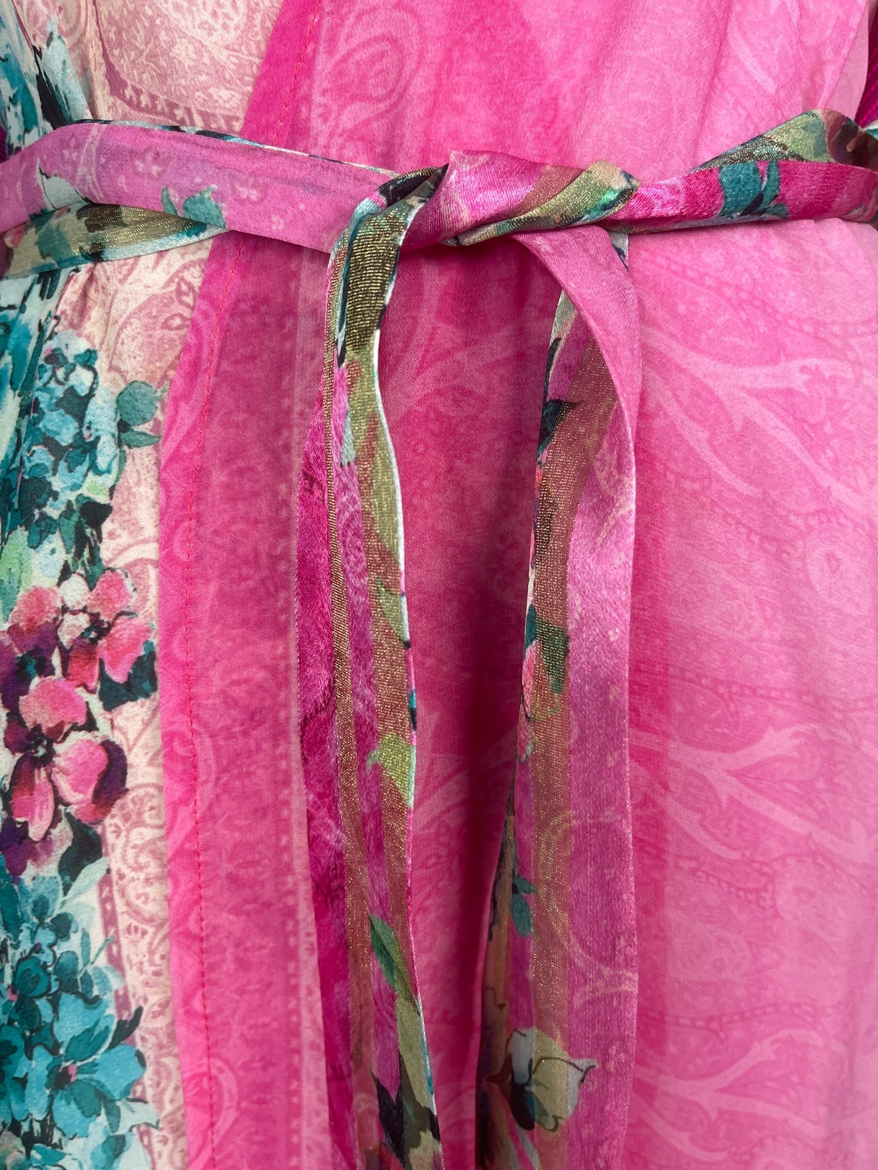 PRG8569 Sheer Wabi Sabi Pure Silk Kimono Sleeved Duster with Belt