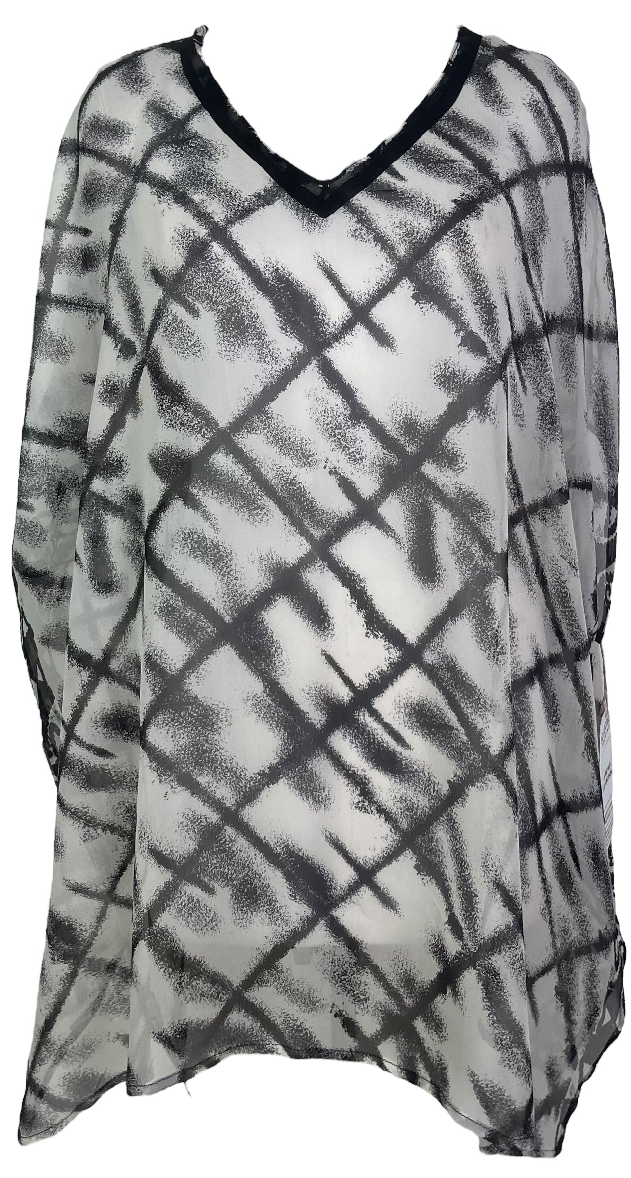 PRG7826 Sheer Avatar Pure Silk Short Kaftan Tunic with Slits