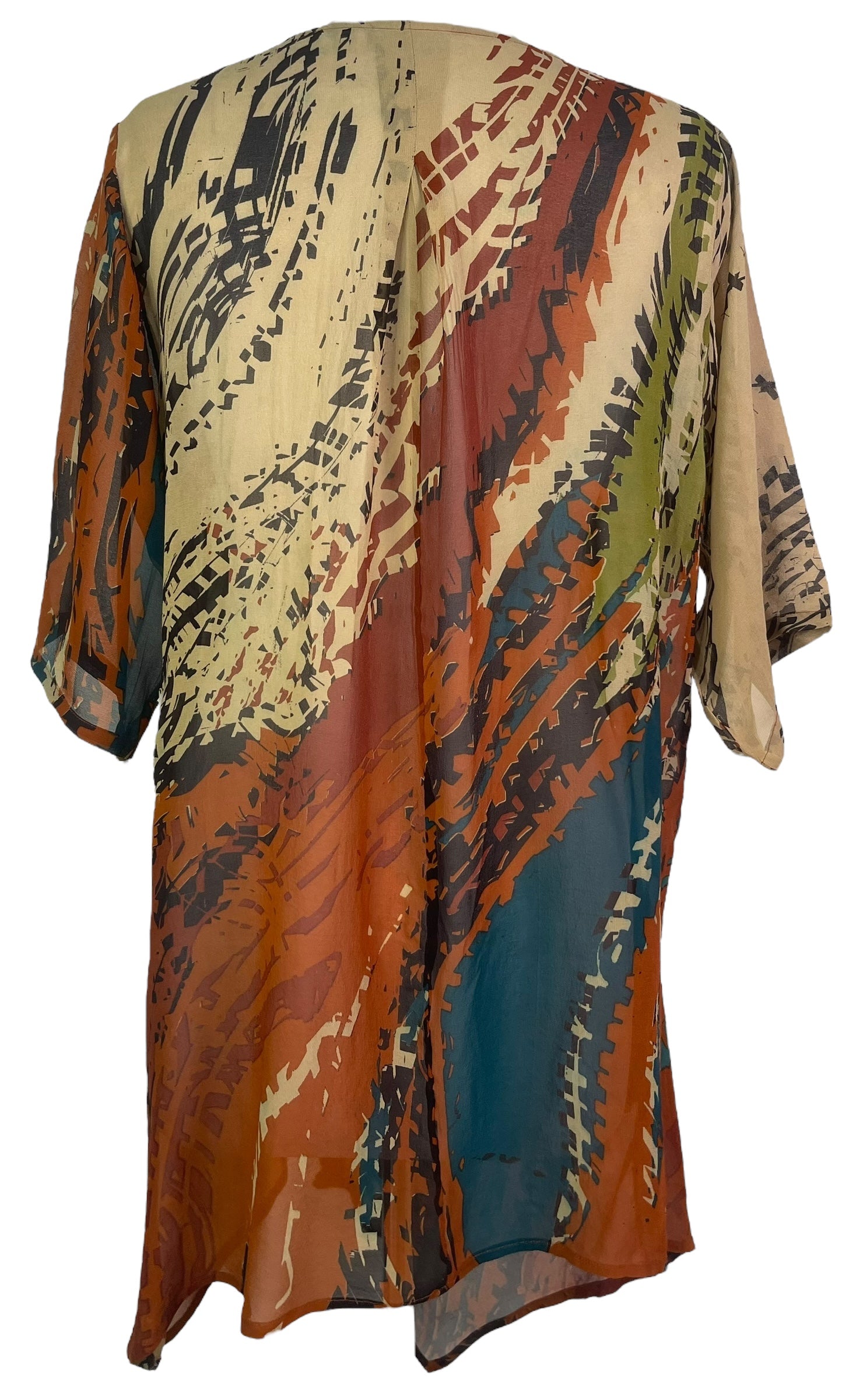 PRG7955 Sheer Wabi Sabi Pure Silk Self Pocket Tunic Dress