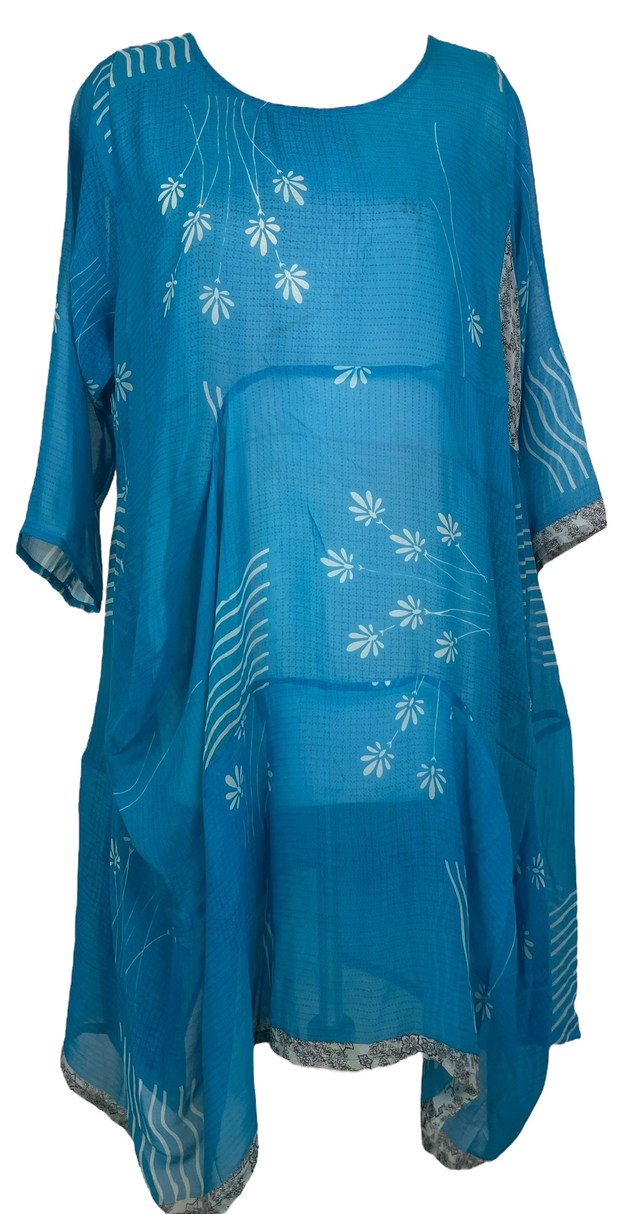 PRG7905 Sheer Wabi Sabi Sculptural Silk Long Tunic Dress