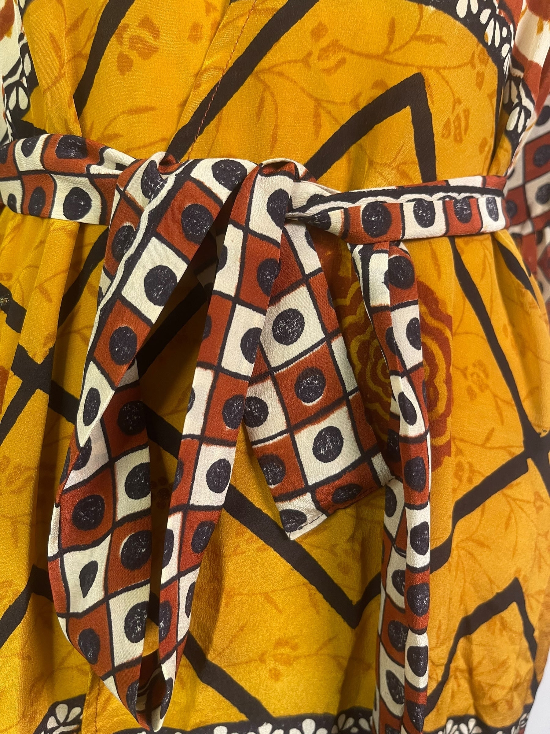 PRC8883 Avatar Long Pure Silk Kimono Sleeved Duster with Belt