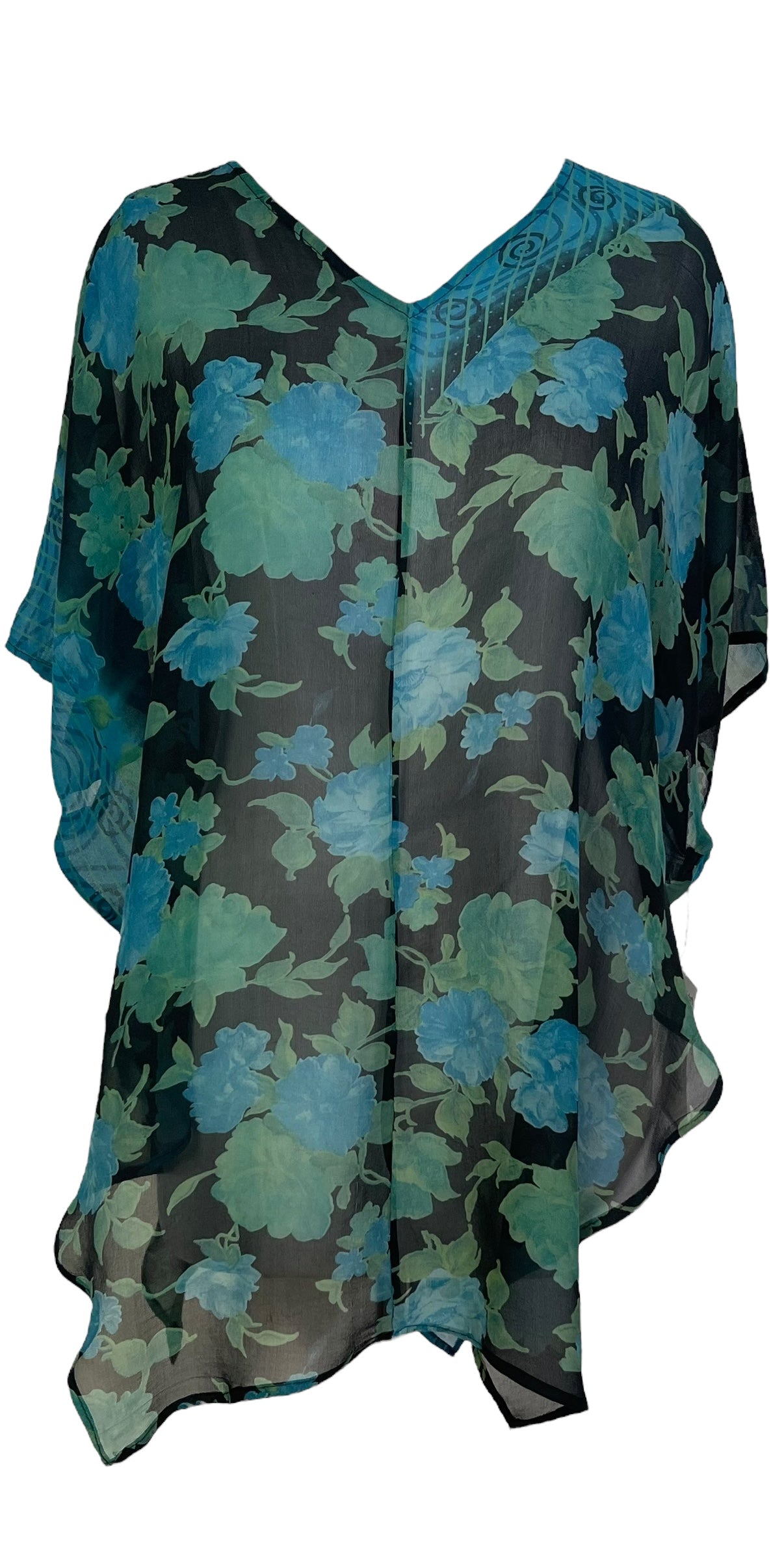 PRG7267 Sheer Avatar Pure Silk Waterfall Top