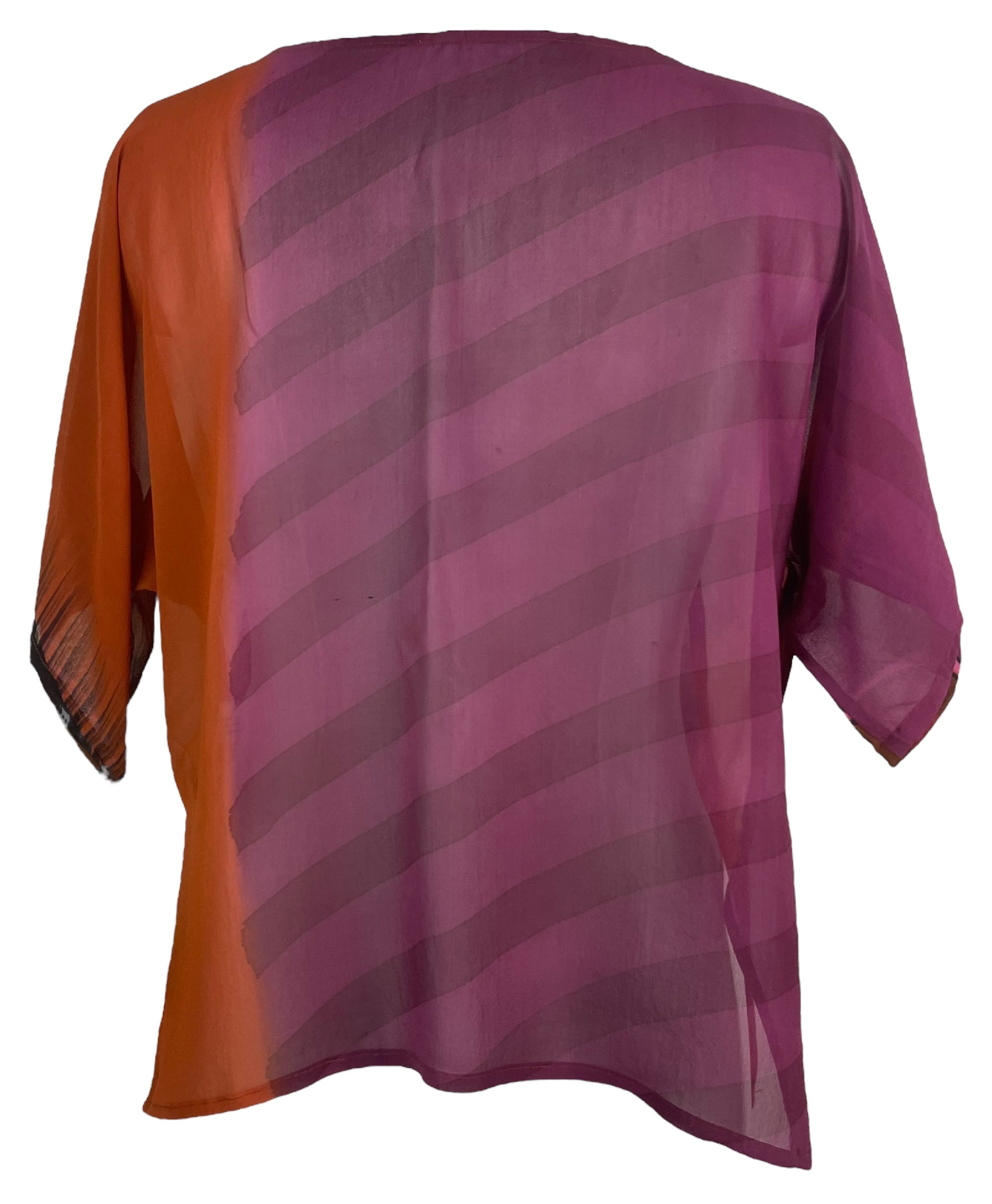 PRG7568 Sheer Wabi Sabi Pure Silk Side Slit Top by DECEMBER2025 – Handmade ethical Side Slit Top from sariKNOTsari using upcycled silk. Designed in Canada for travel and slow fashion, loved from Toronto to LA to Sydney.