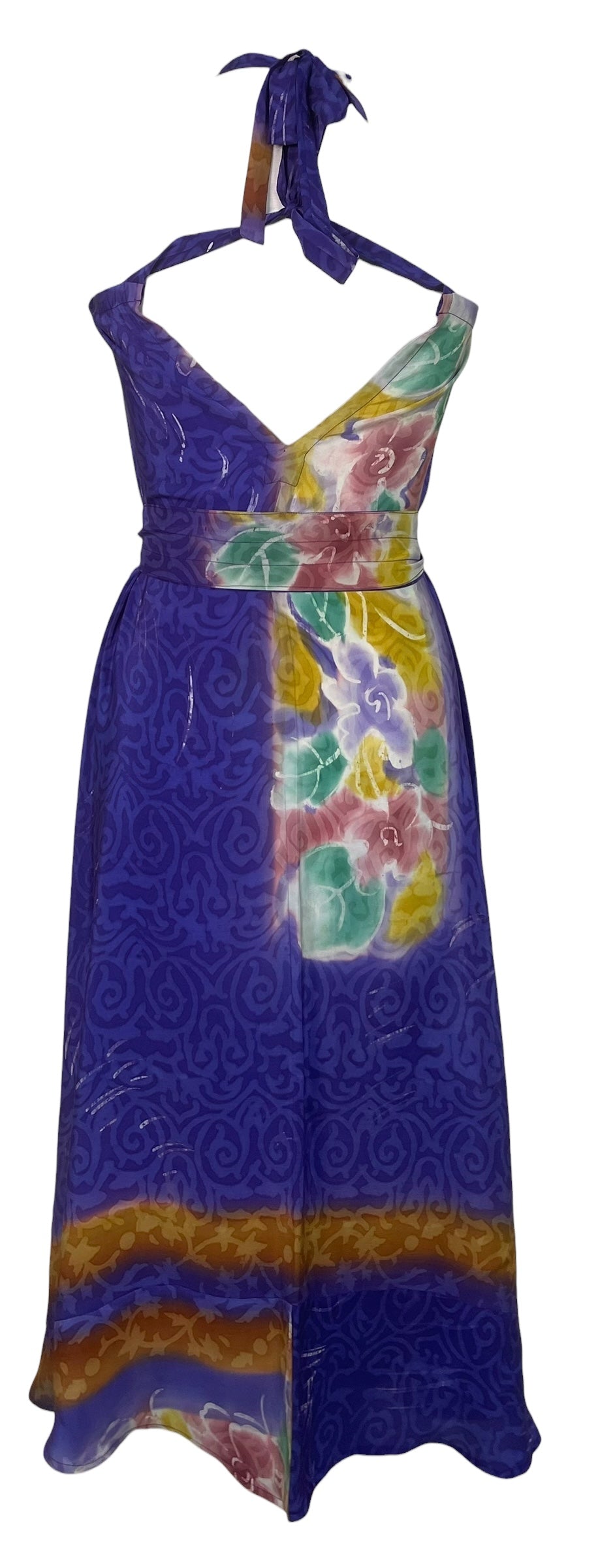 PREVIEW PRC8643 Avatar Pure Silk Maxi Dress with Belt by MARCH2026 – Handmade ethical Maxi Dress from sariKNOTsari using upcycled silk. Designed in Canada for travel and slow fashion, loved from Toronto to LA to Sydney.