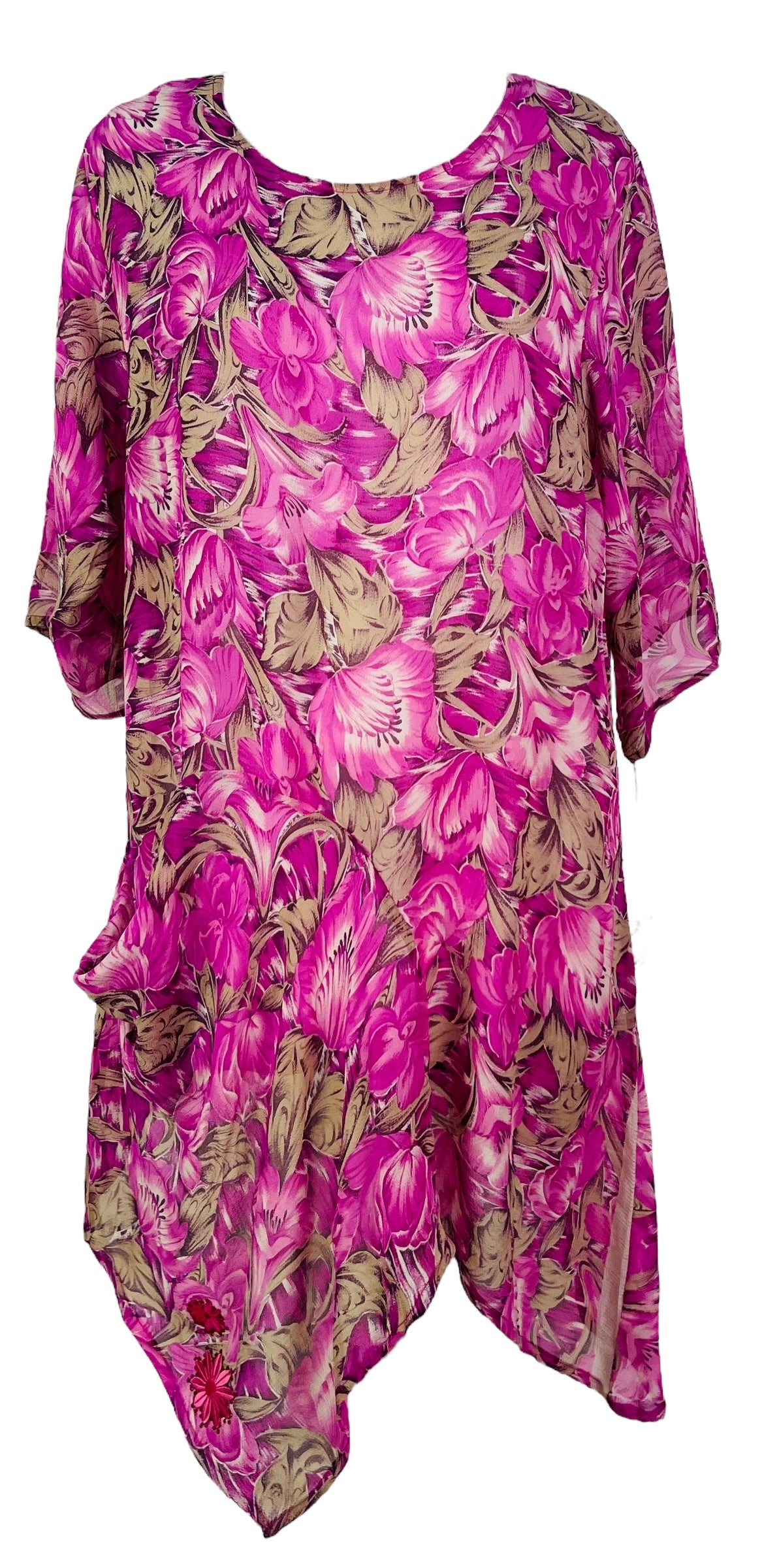 PRG6803 Sheer Avatar Pure Silk Self Pocket Tunic Dress