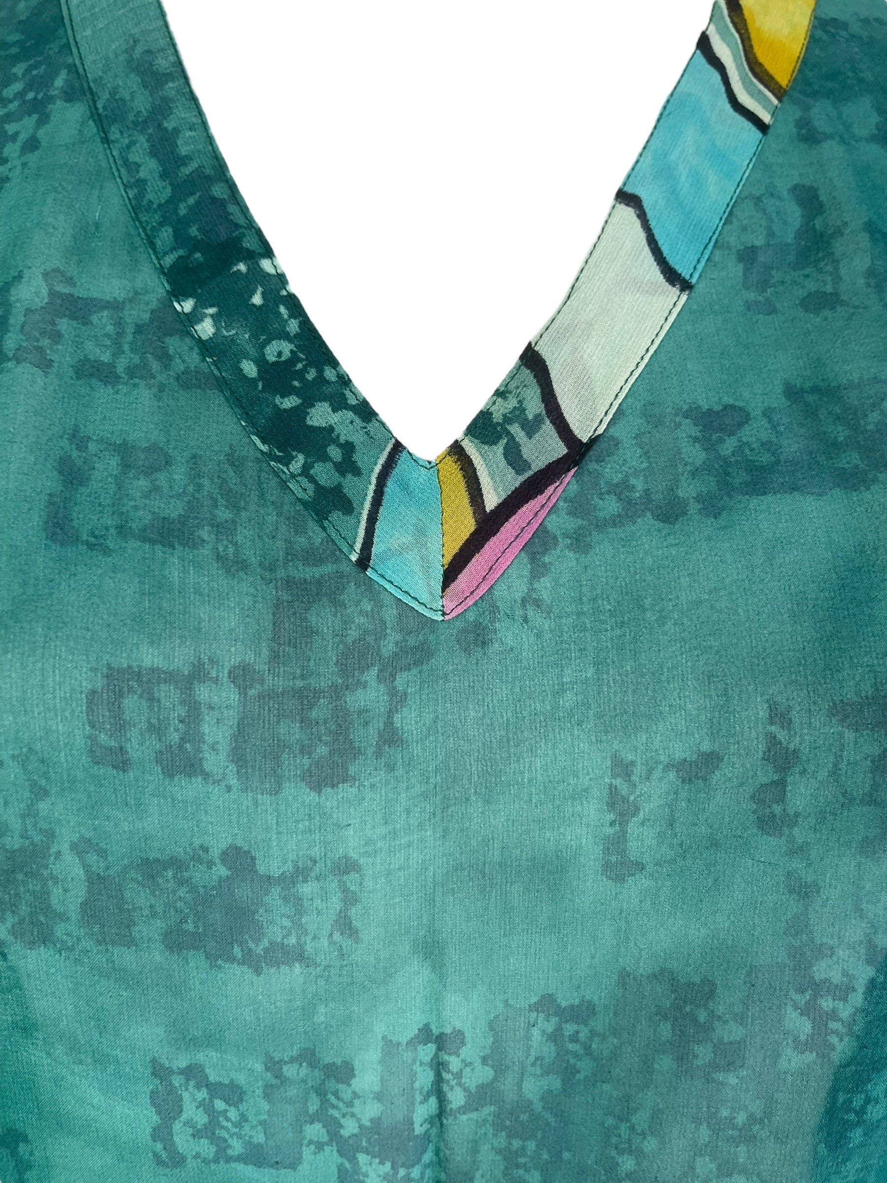 PRG7479 Sheer Wabi Sabi Pure Silk Midi Length Kaftan