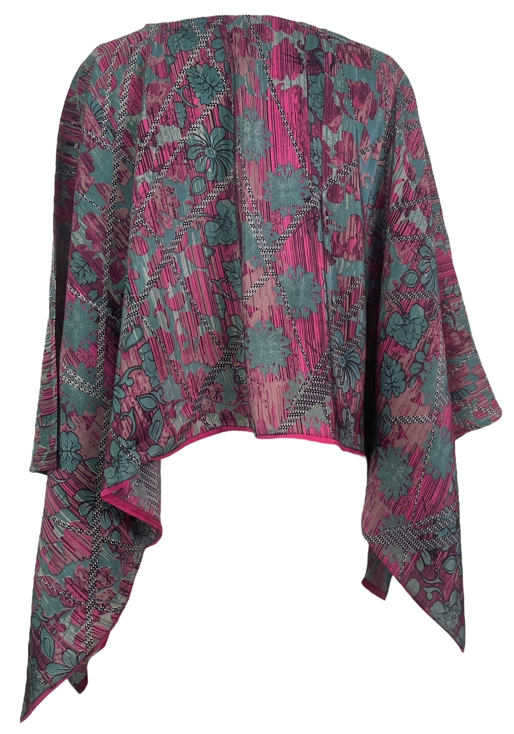 PREVIEW PRC7774 Pure Silk Wabi Sabi Capelet Poncho by DECEMBER2025 – Handmade ethical Poncho from sariKNOTsari using upcycled silk. Designed in Canada for travel and slow fashion, loved from Toronto to LA to Sydney.