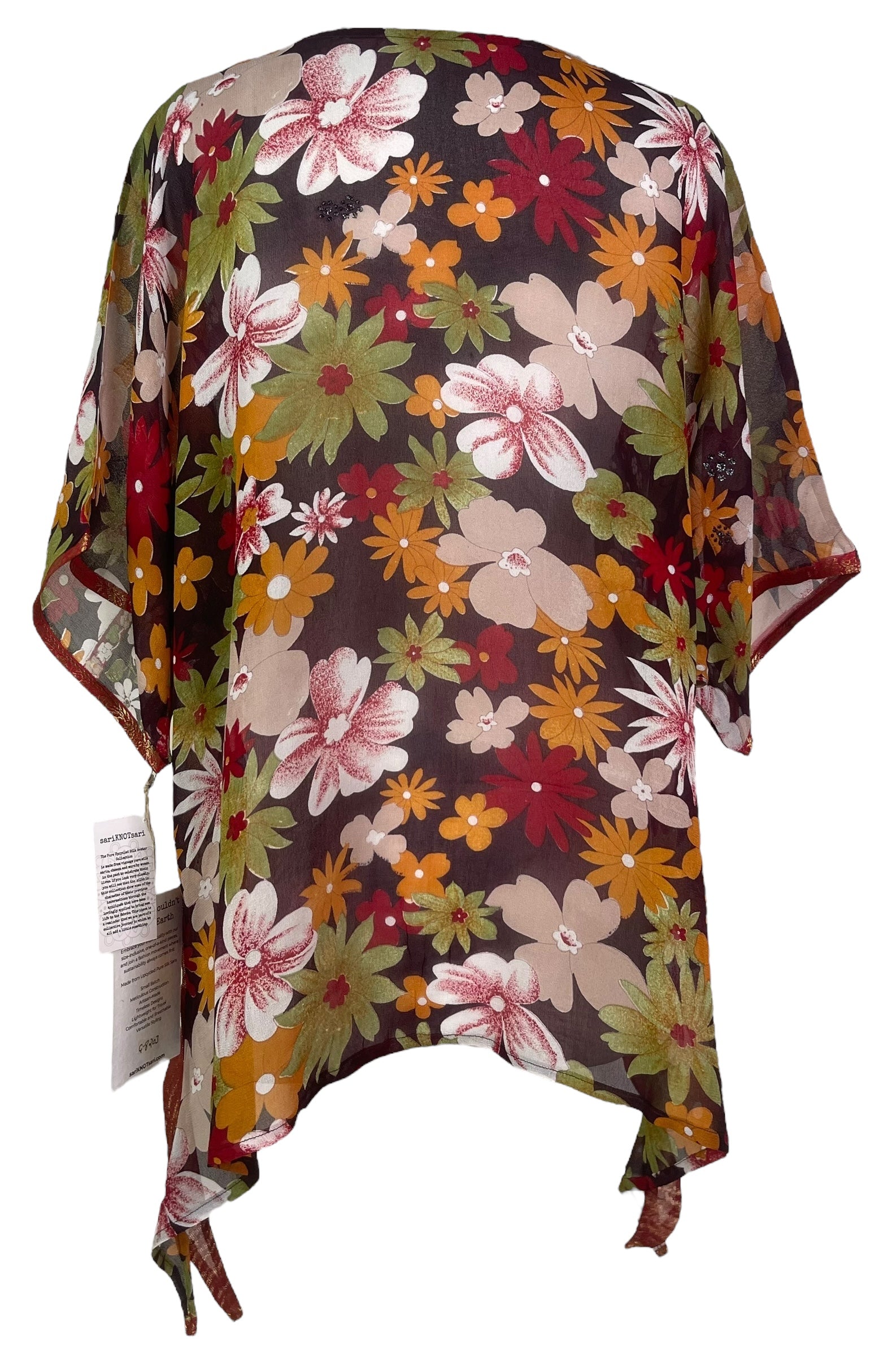 PRG8203 Sheer Avatar Pure Silk Long Tunic with Side Ties