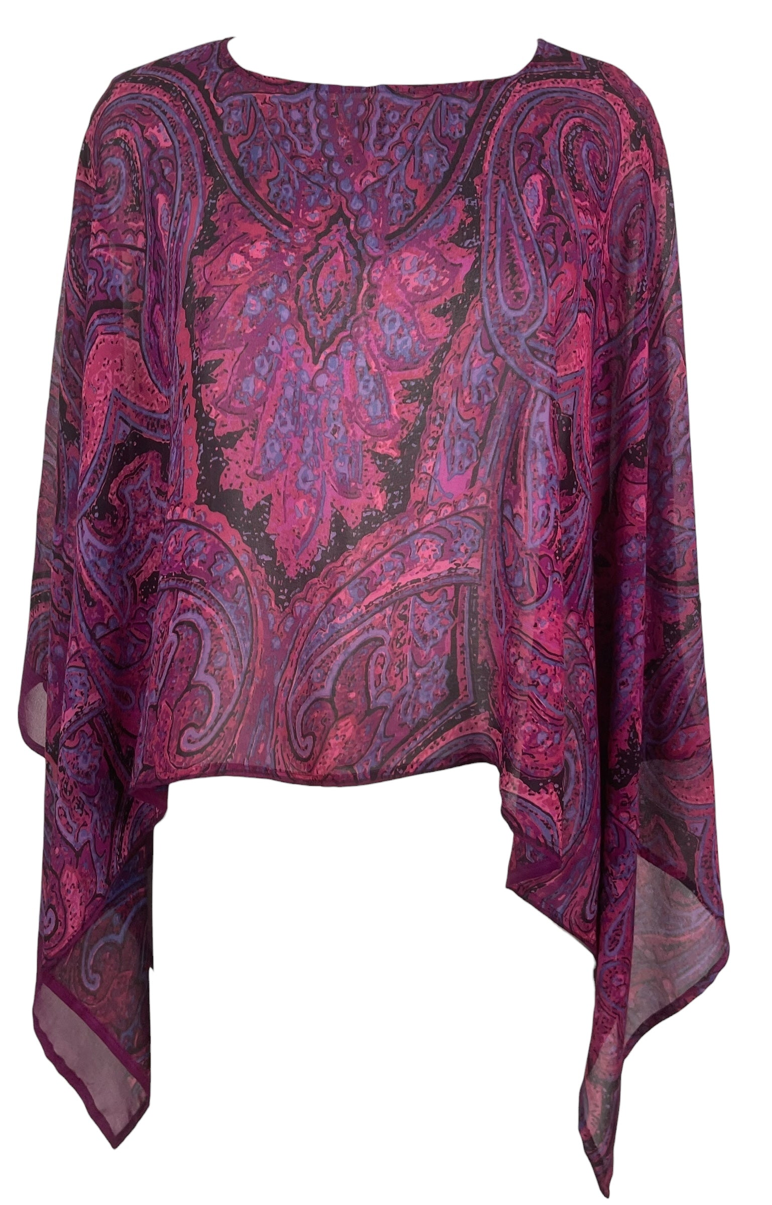 PREVIEW PRG8477 Sheer Avatar Pure Silk Capelet Poncho by FEBRUARY2026 – Handmade ethical Poncho from sariKNOTsari using upcycled silk. Designed in Canada for travel and slow fashion, loved from Toronto to LA to Sydney.