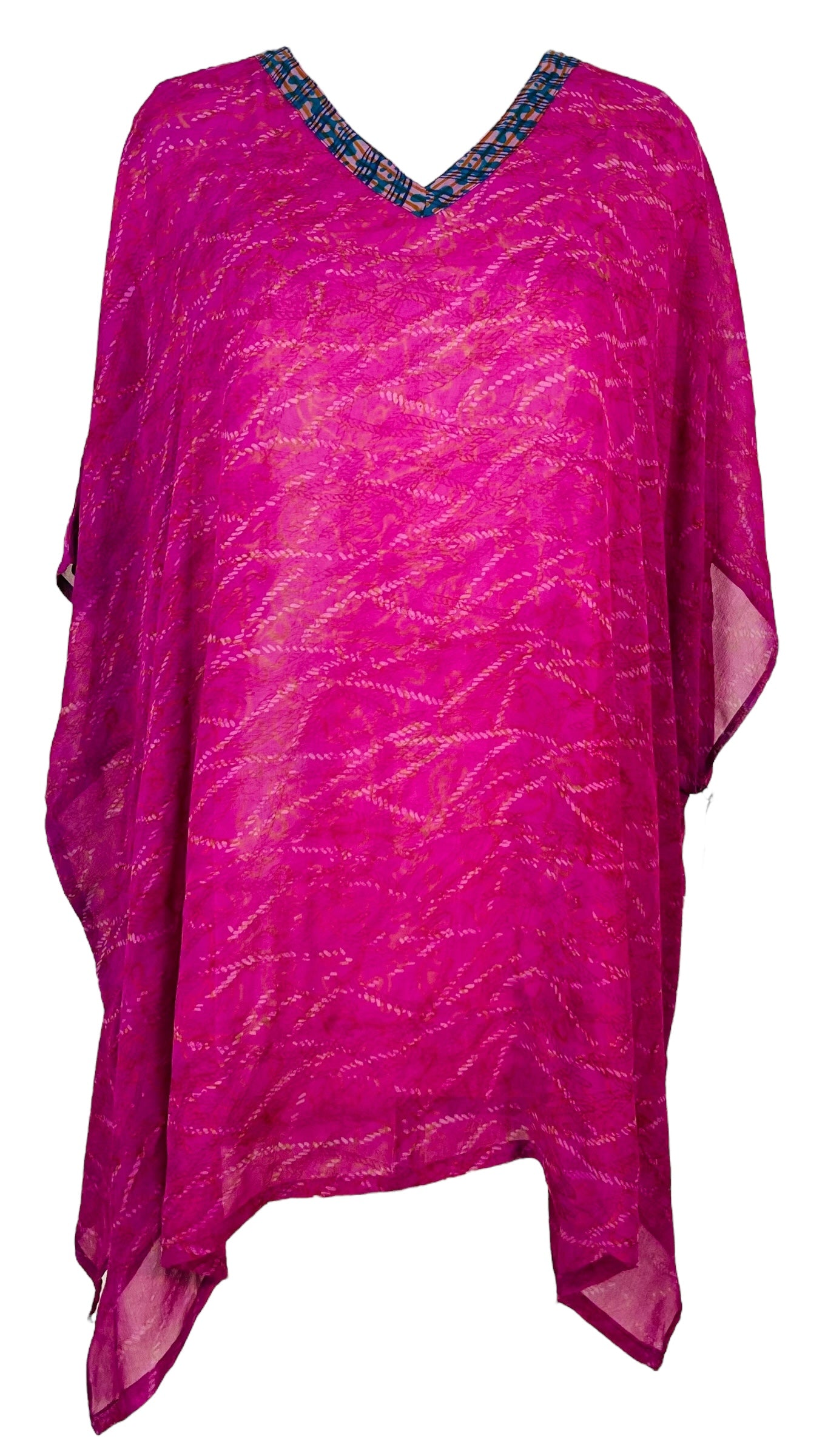 PRG7475 Sheer Avatar Pure Silk Short Kaftan Tunic with Slits