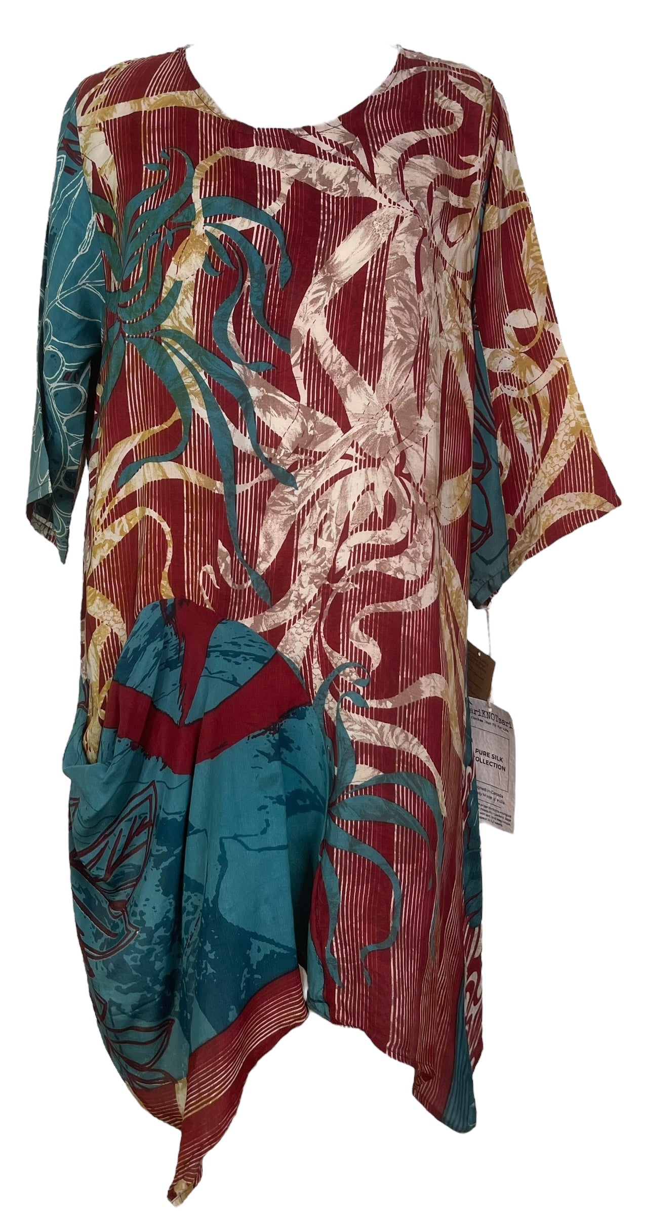 PRC6835 Wabi Sabi Pure Silk Self Pocket Tunic Dress