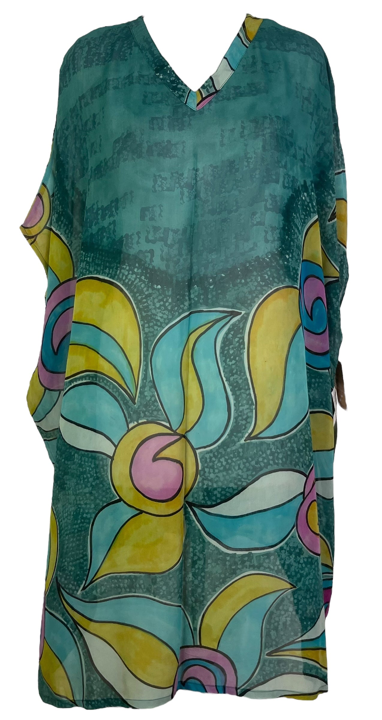 PRG7479 Sheer Wabi Sabi Pure Silk Midi Length Kaftan