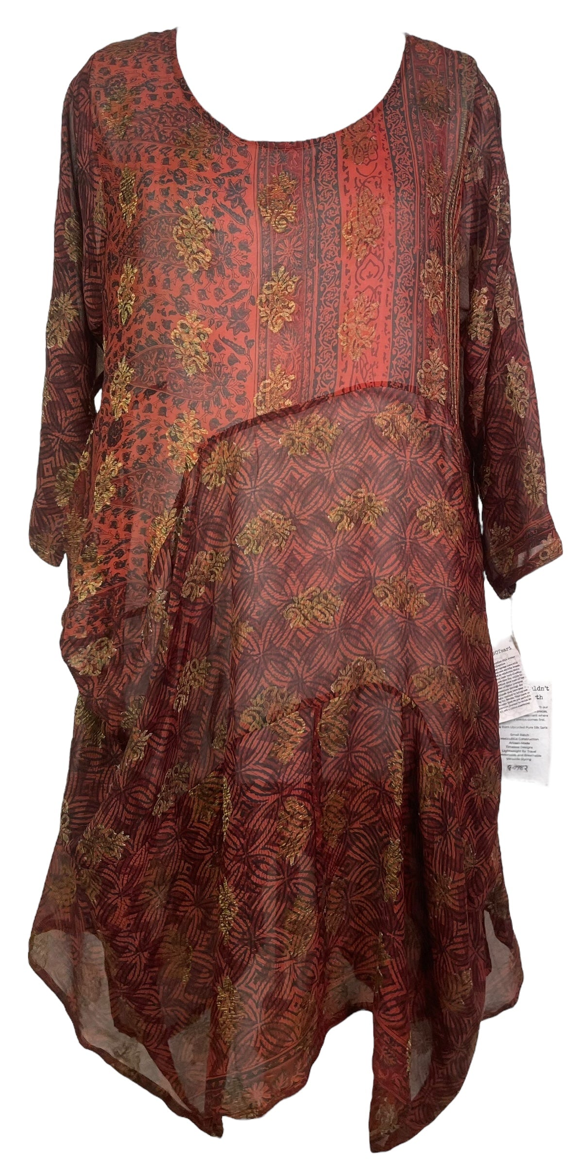 PRG7982 Avatar Pure Silk Sculptural Long Tunic Dress