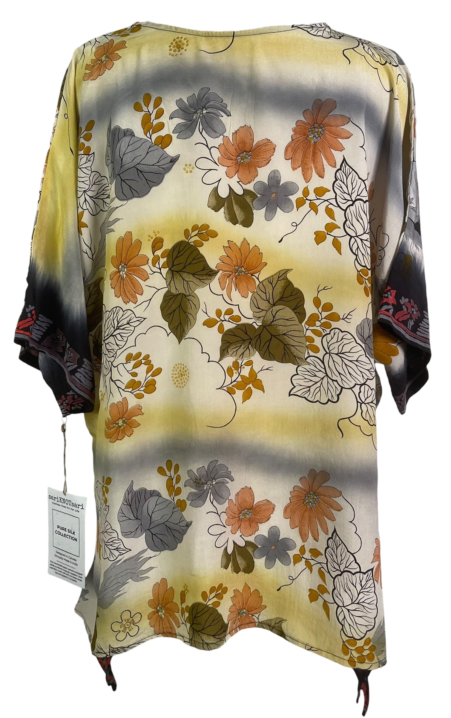 PREVIEW PRC8755 Avatar Pure Silk Long Tunic with Side Ties by MARCH2026 – Handmade ethical Side Tie Tunic from sariKNOTsari using upcycled silk. Designed in Canada for travel and slow fashion, loved from Toronto to LA to Sydney.