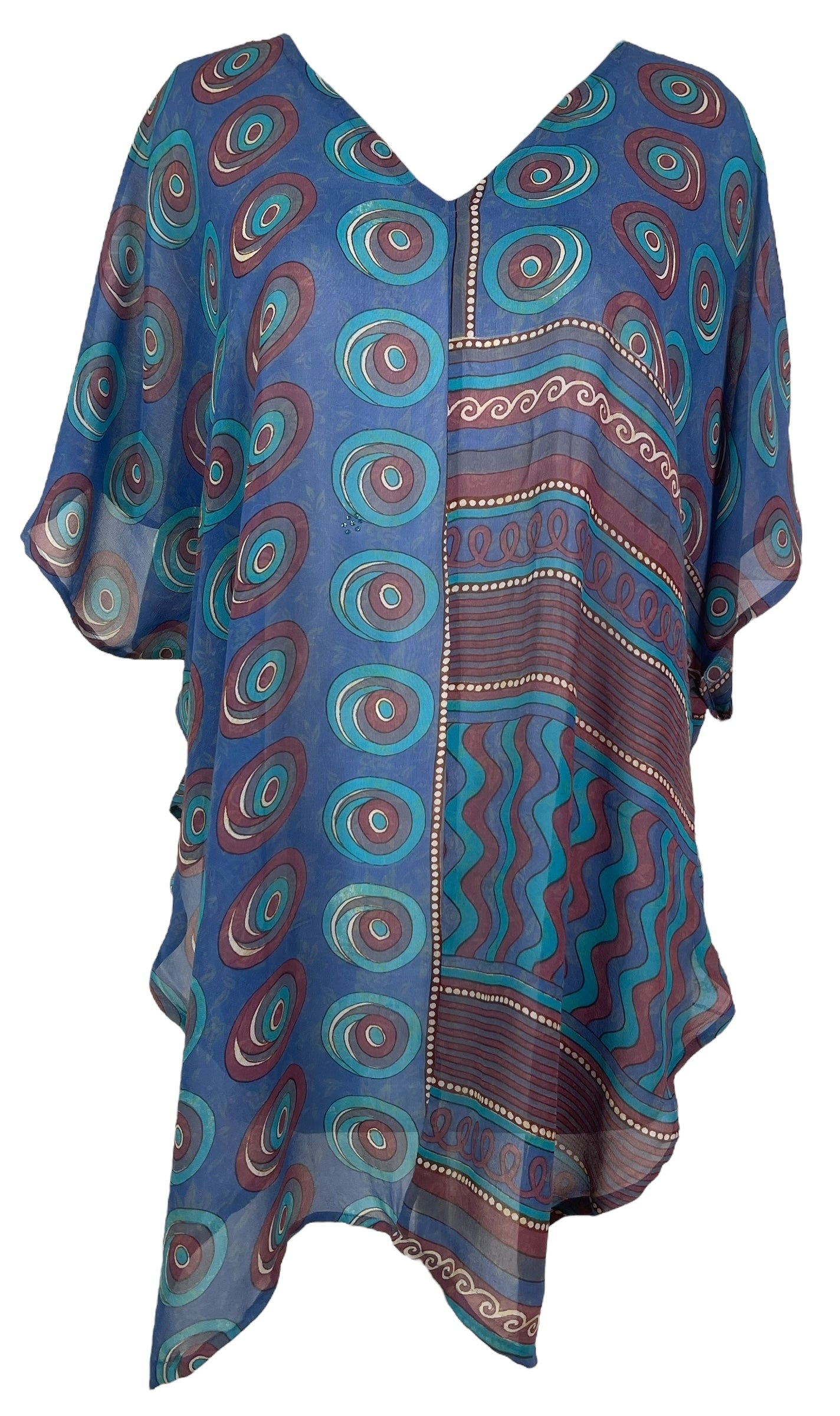 PRG7564 Sheer Avatar Pure Silk Waterfall Top