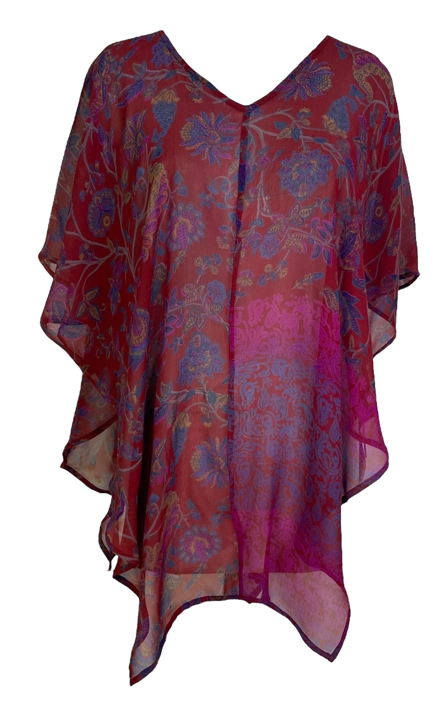 PRG7085 Sheer Avatar Pure Silk Waterfall Top